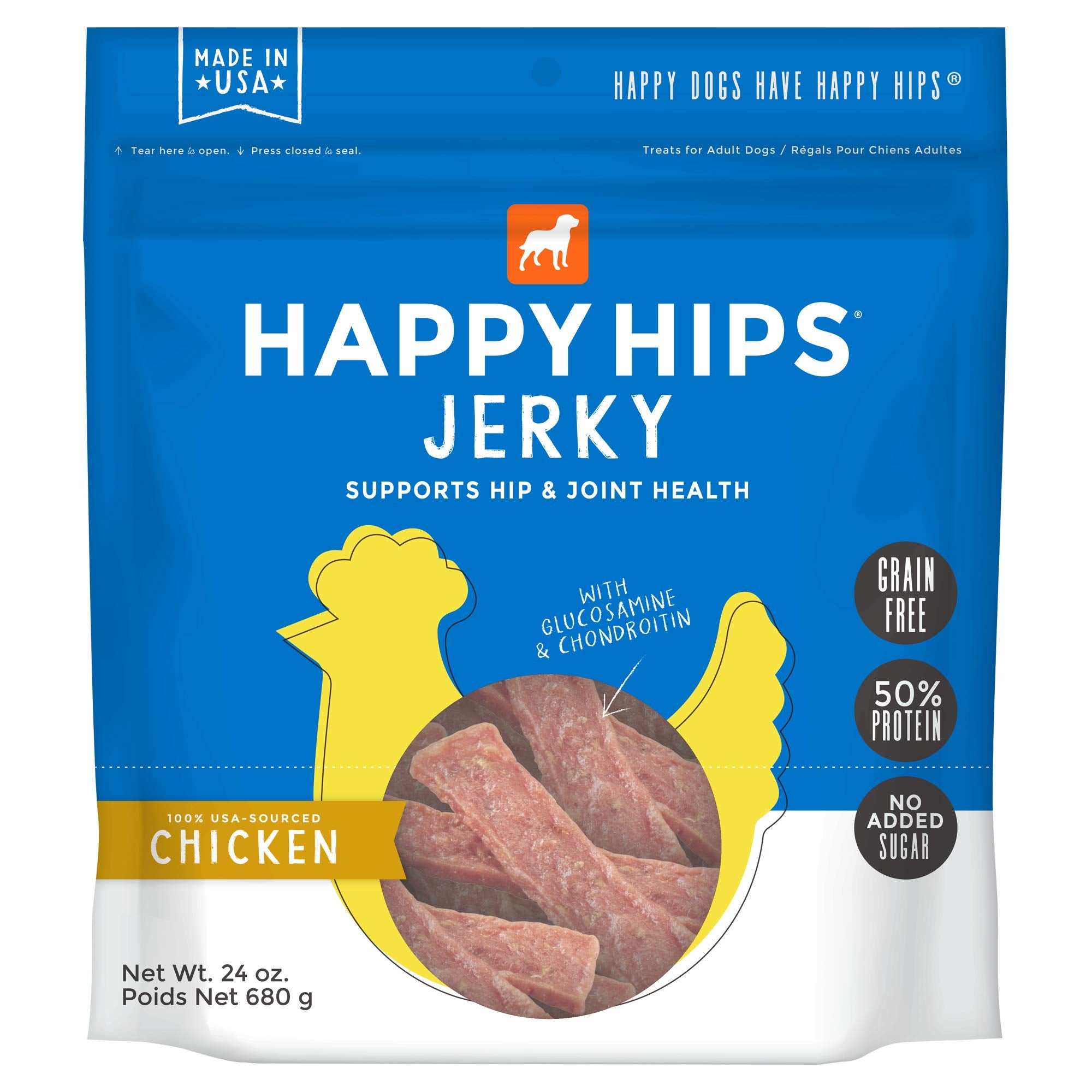 Happy Hips Jerky Dogs Treats, Chicken, 24 oz. Pouch