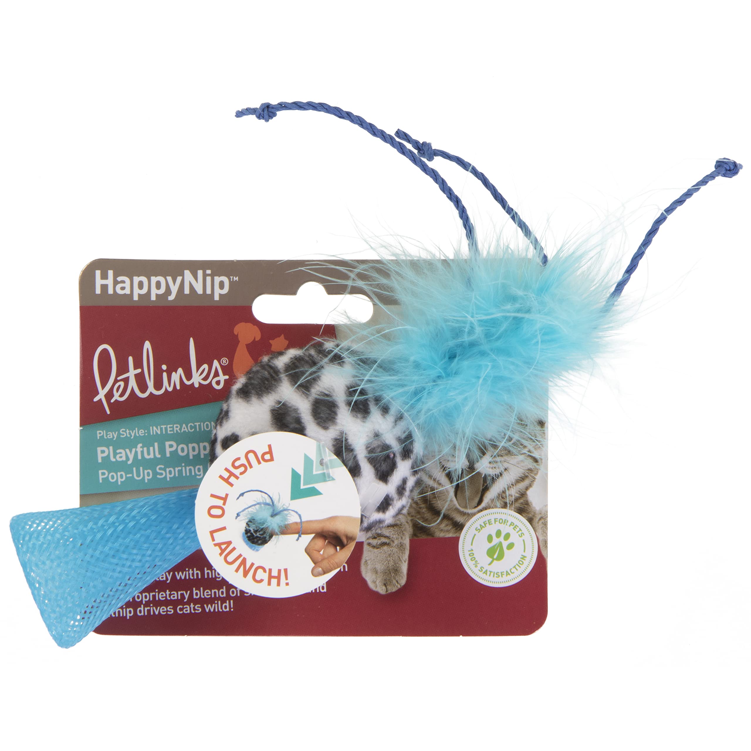 Petlinks Happynip Playful Popper Pop Up Spring Cat Toy - Blue, One Size