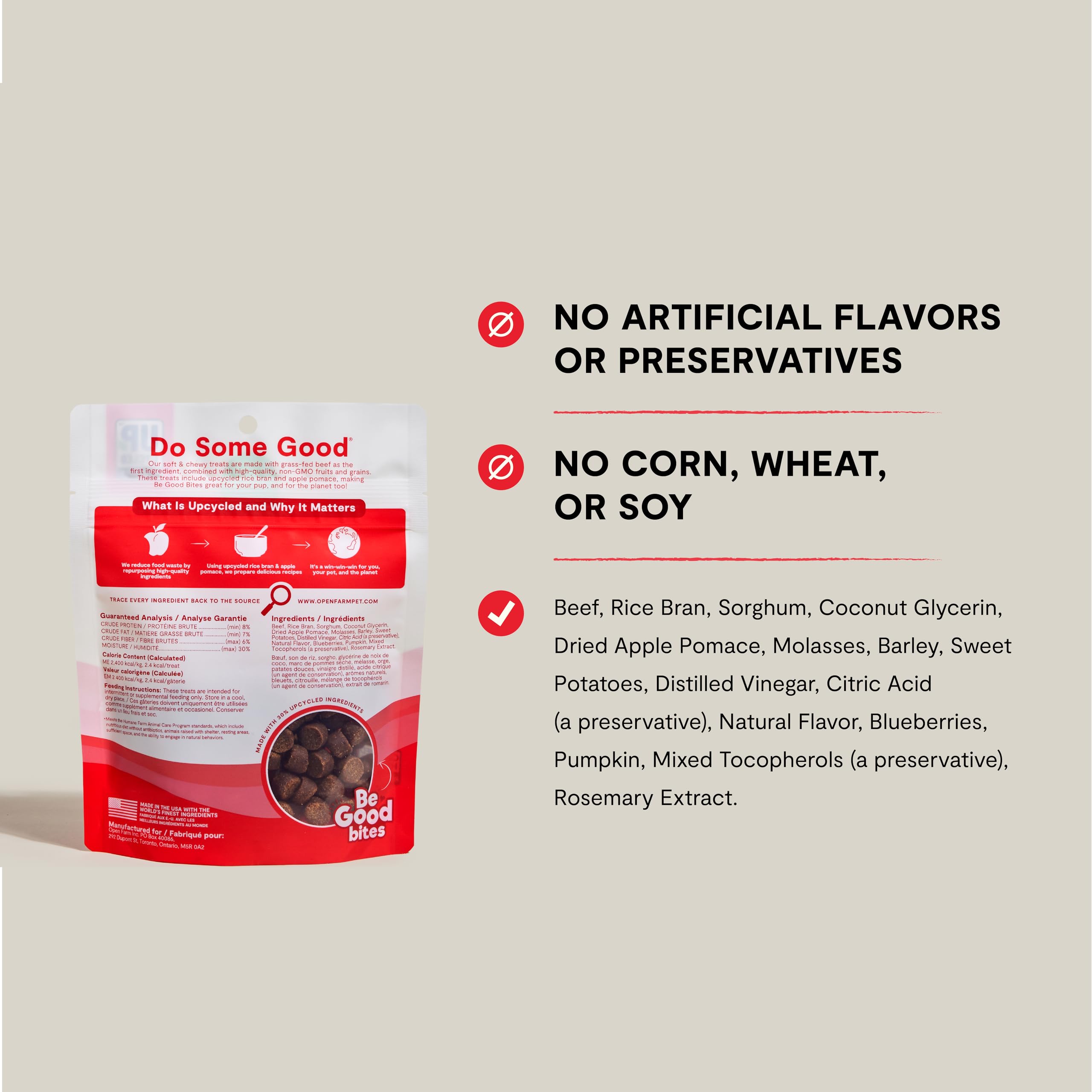 Open Farm, Be Good Bites, Soft Dog Training Treats, Small & Chewy, Made with Ethically & Sustainably Sourced Ingredients, Non-GM