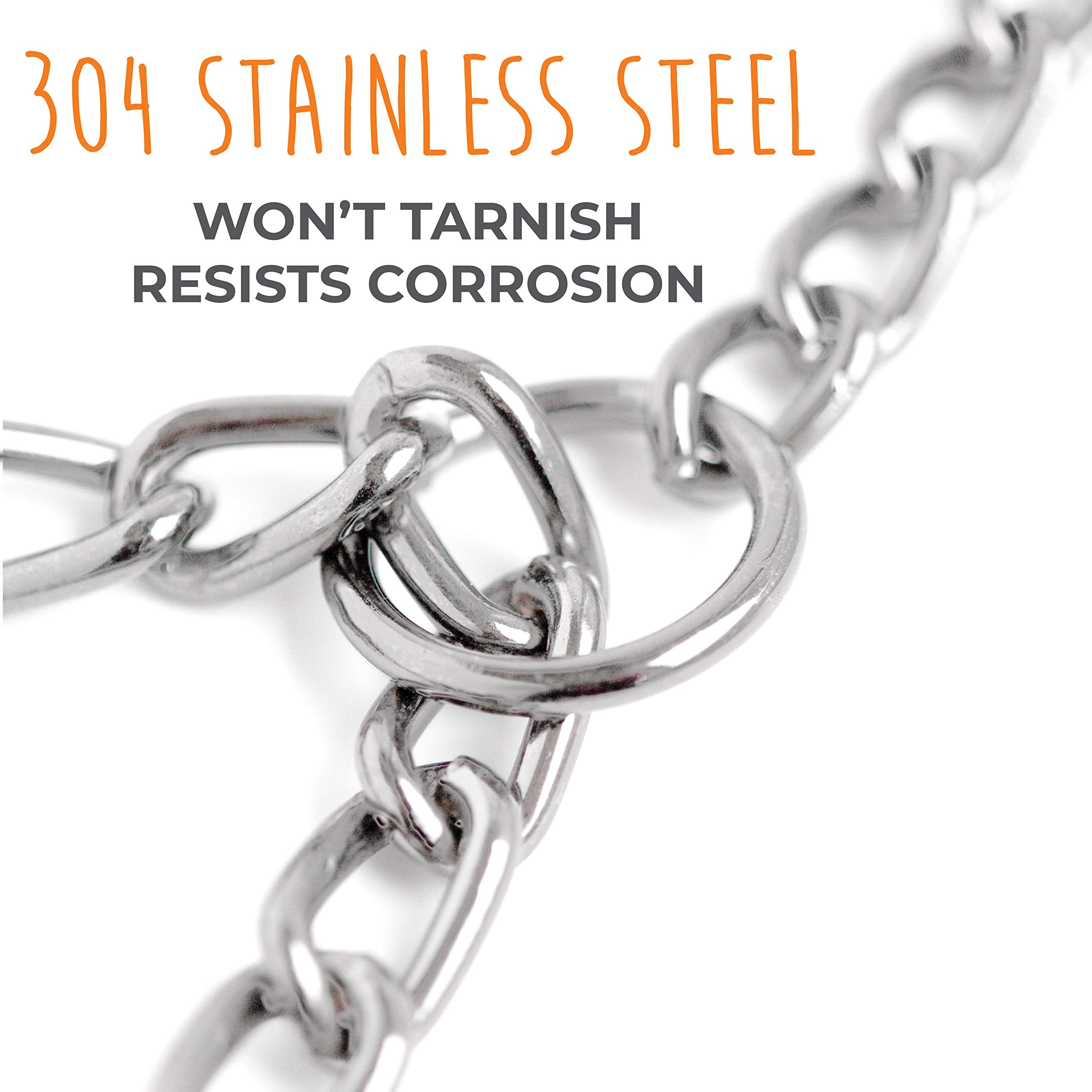 Mighty Paw Martingale Training Collar - Modified Slip Chain - No Slip - Trainer Approved - No More Pulling - Suitable For All Dogs - Steel Chain - Training Collar Chain - Stainless Steel Collar (32')