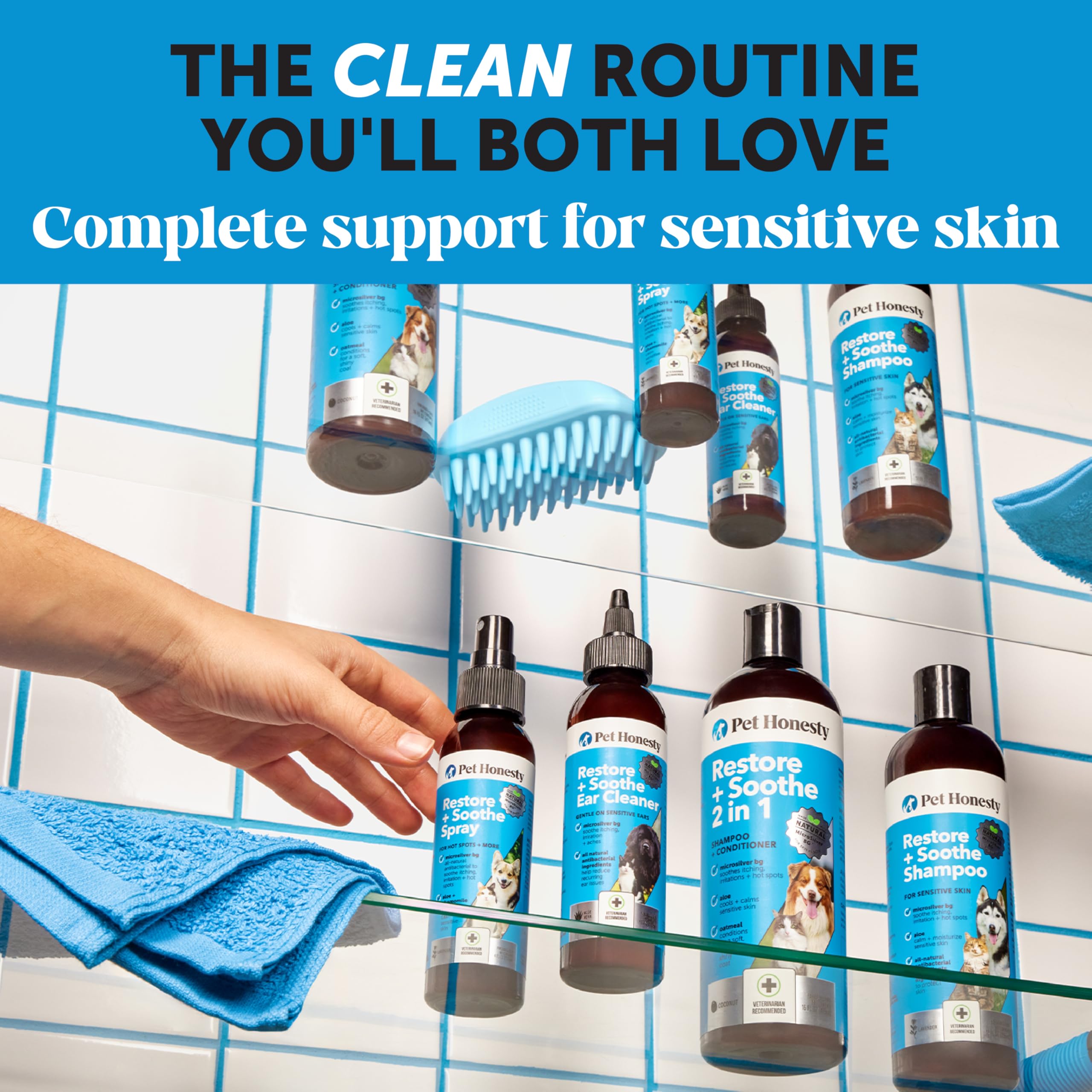 Restore + Soothe 2 In 1 Shampoo + Conditioner For Sensitive Skin For Dogs & Cats - Dog Skin And Coat Supplement - Soothes Itchin