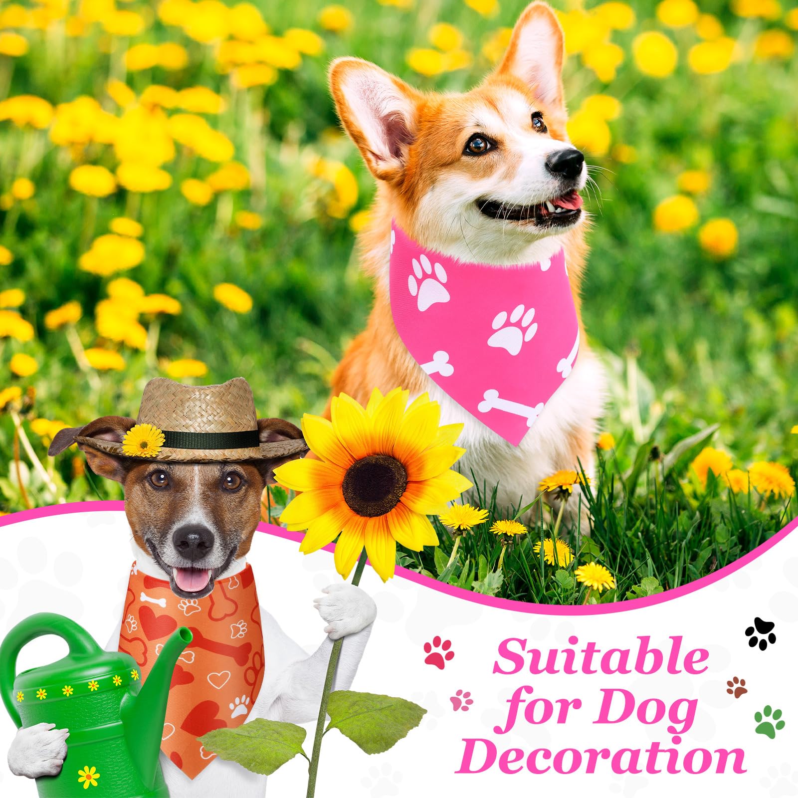 Abbylike 200 Pieces Paw Print Dog Bandanas Bulk Paw Bandanas For Dogs Pets Triangle Kerchief Bibs For Puppy Pet Cats Party Costu