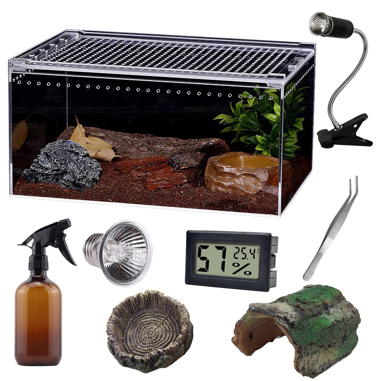 Sanosy Reptile Terrarium - Amphibian Tank Starter Kit, Eco Rainforest Feeding Box, Amphibian Feeding Box, Suitable For Breeding 