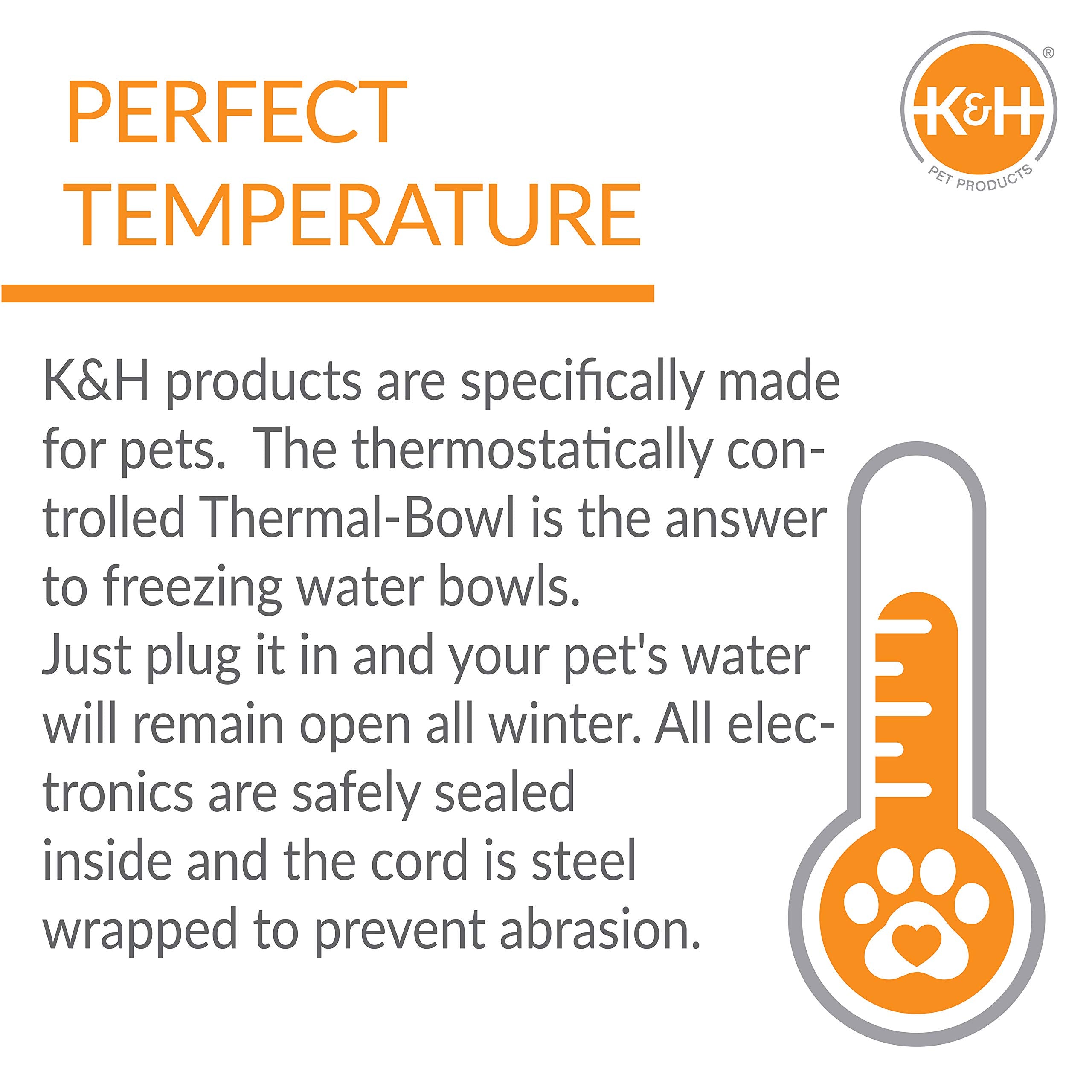 K&H Pet Products Thermal-Bowl Outdoor Heated Dog Bowl Blue 96 Ounces