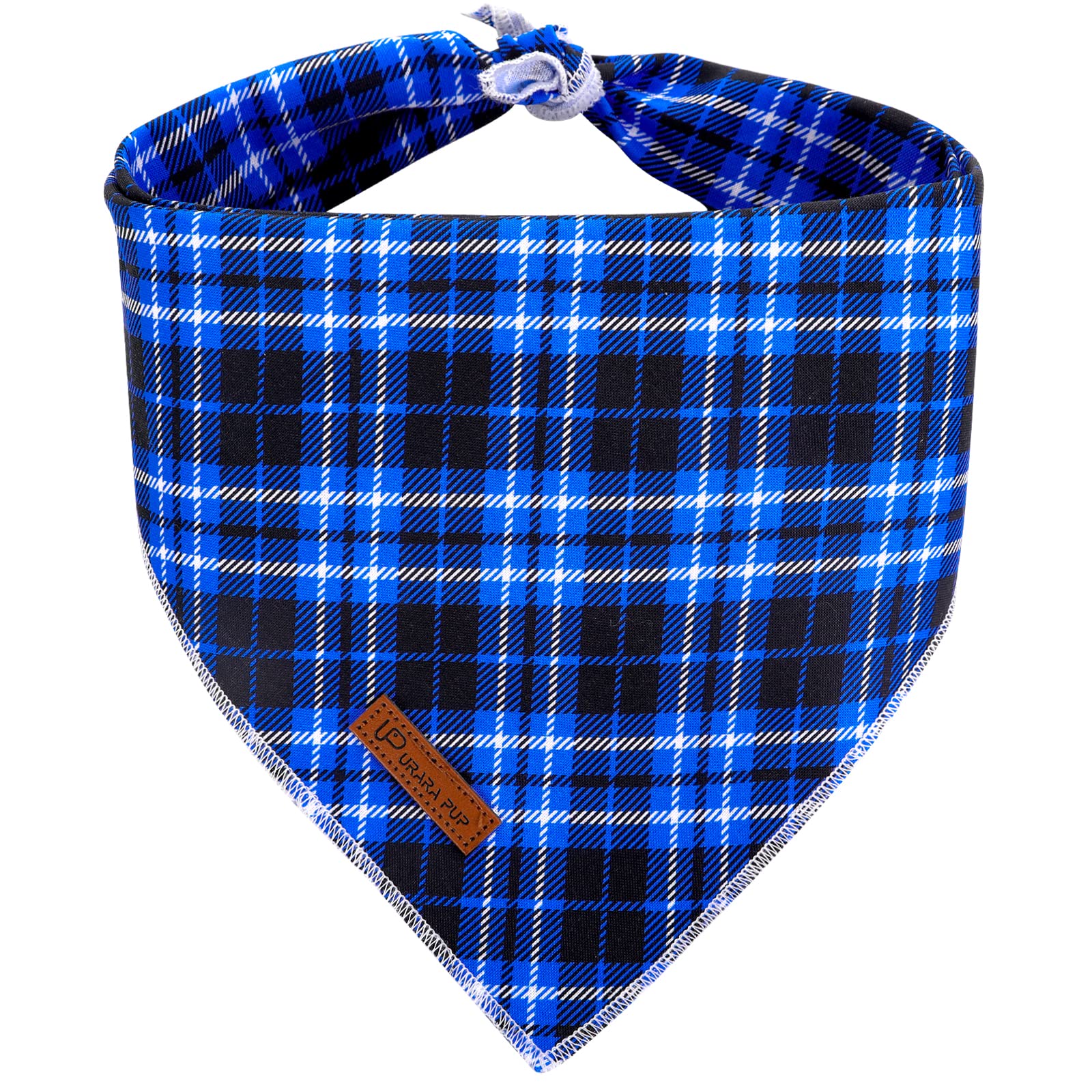 Christmas Dog Bandana, Up Urara Pup Blue Plaid Triangle Bid Scarf, Cotton Pet Kerchief For Girl Boy Dogs Or Cats, Blue Winter Do
