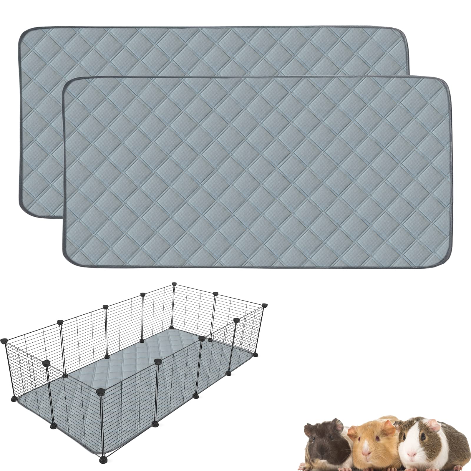 Mooydee 2 Pack Guinea Pig Cage Liners For C&C 2X4 Habitat Washable Guinea Pig Bedding Super Absorbent | Waterproof | Non Slip| R
