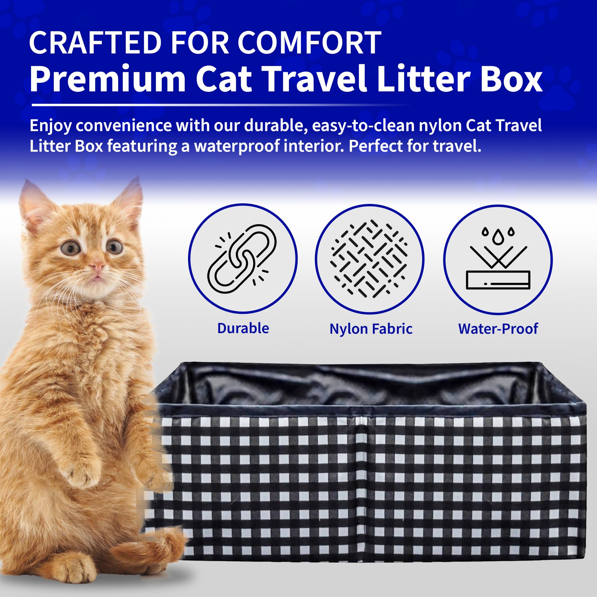 Pet Fit For Life - Vibrant Collapsible Travel Cat Litter Box - Portable, Foldable, Compact Design With Bonus Water Bowl - Ideal