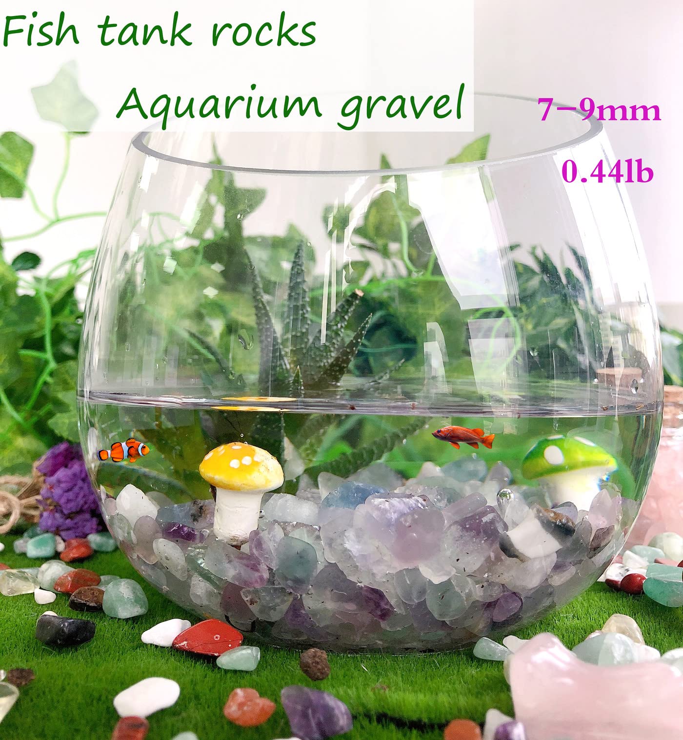 Fluorite Aquarium Gravel Rocks Natural Tumbled Healing Crystal Chips Bulk Gemstones Tumbled Crushed Stones For Fountain Vase Filler Planters Decorative Fish Tank Potted Reiki Energy Balancing 0.44Lb