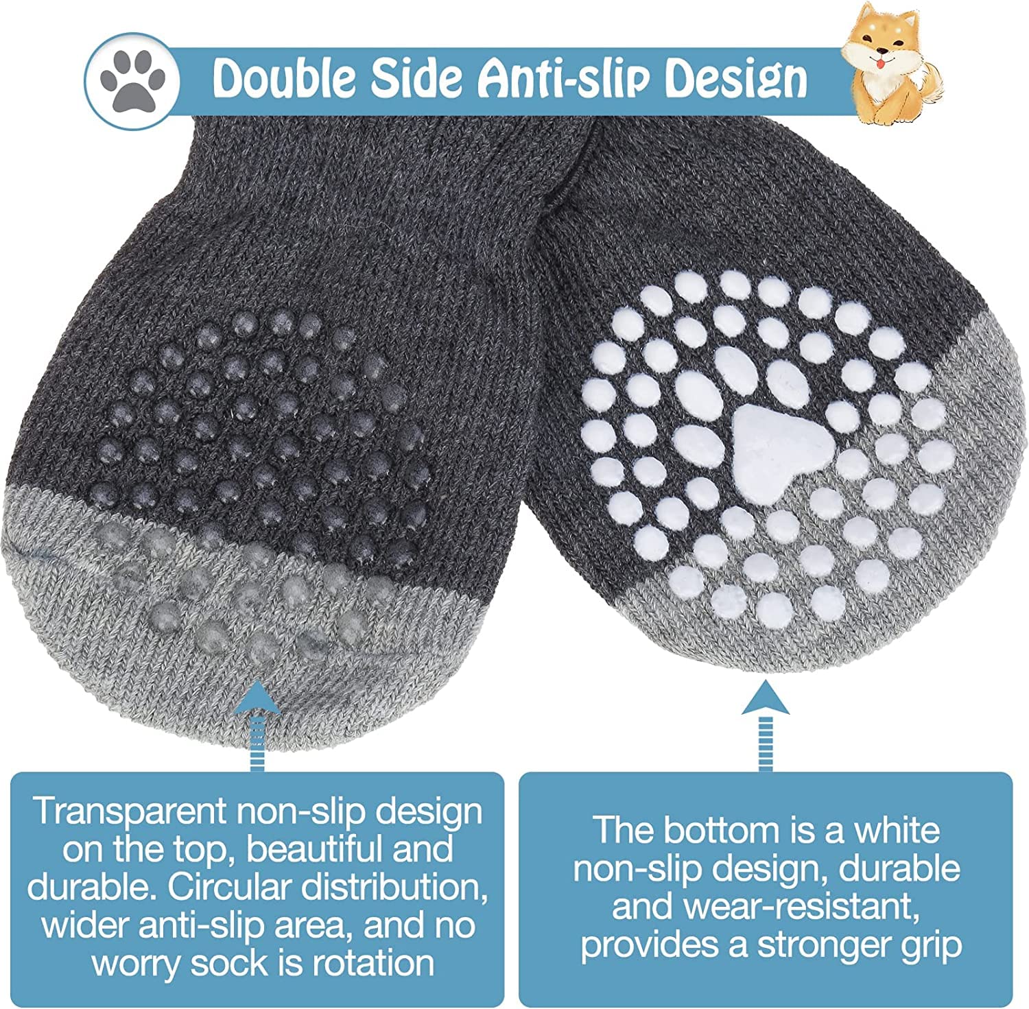 Scenereal Anti-Slip Dog Socks To Prevent Licking Paws, Dog Shoes For Hot/Cold Pavement, Dog Boots & Paw Protectors With Grippers