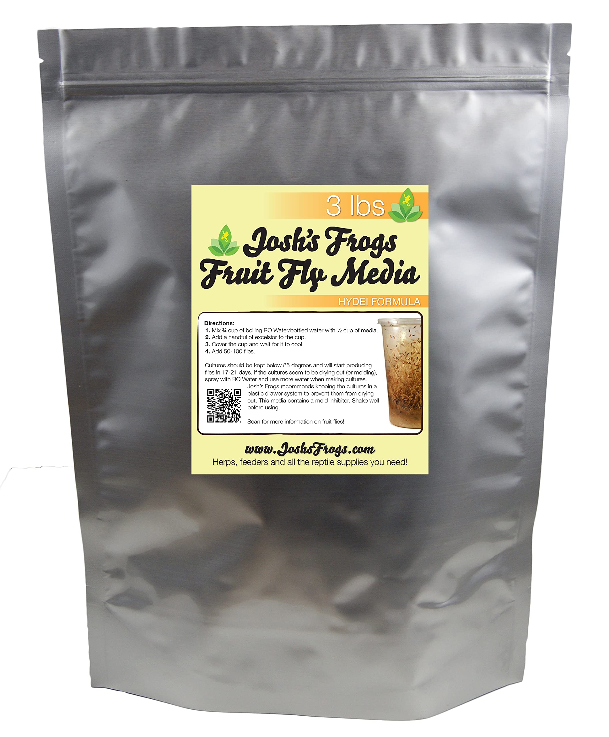 Joshs Frogs The Best HYDEI Fruit Fly Food Media (3 lbs/2.7 Quarts - Makes 20 Fruit Fly Cultures)