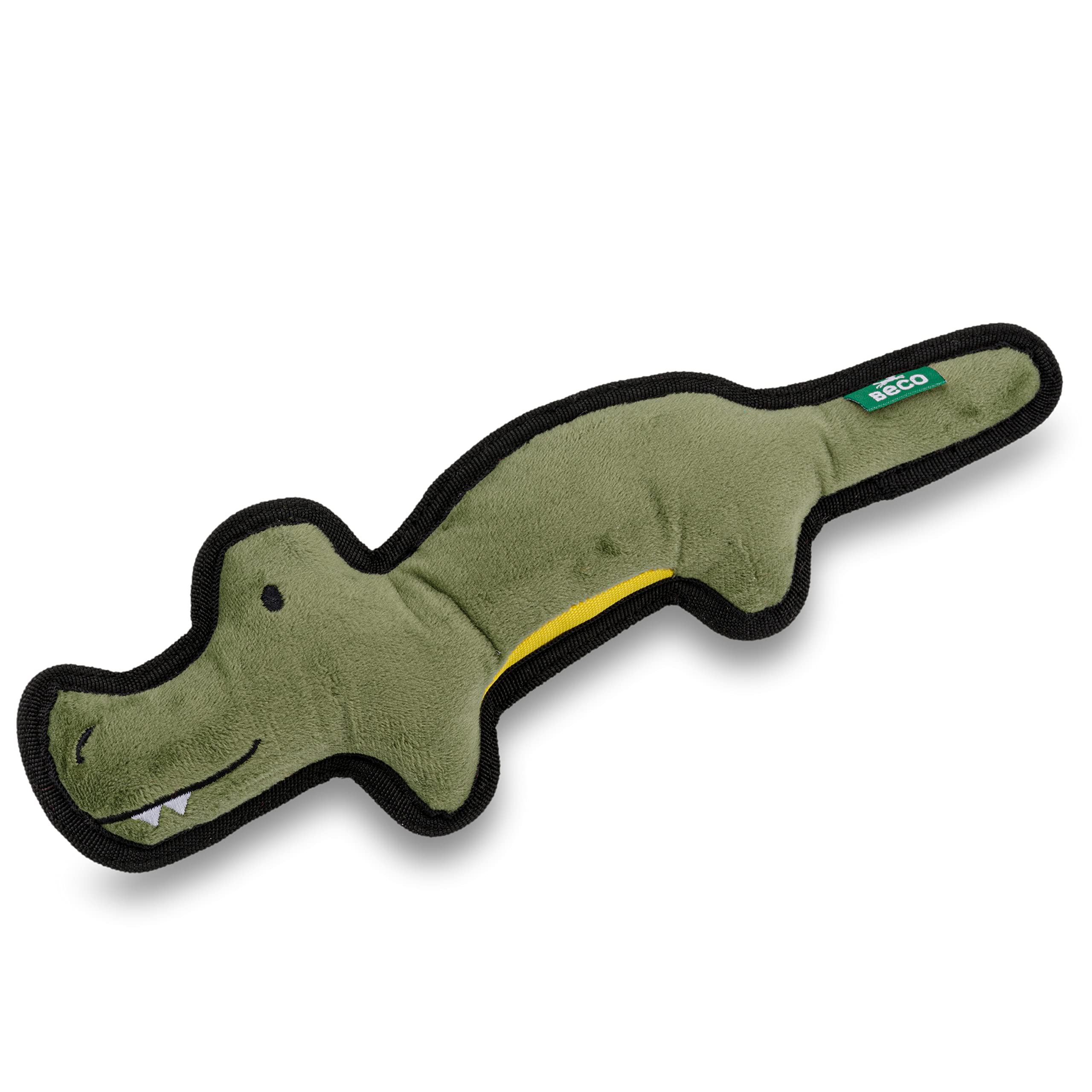 Beco Lovable Soft Crocodile Squeaker Dog Toy, Made with 65% Recycled Materials, Snuggle, Chew, Toss & Fetch