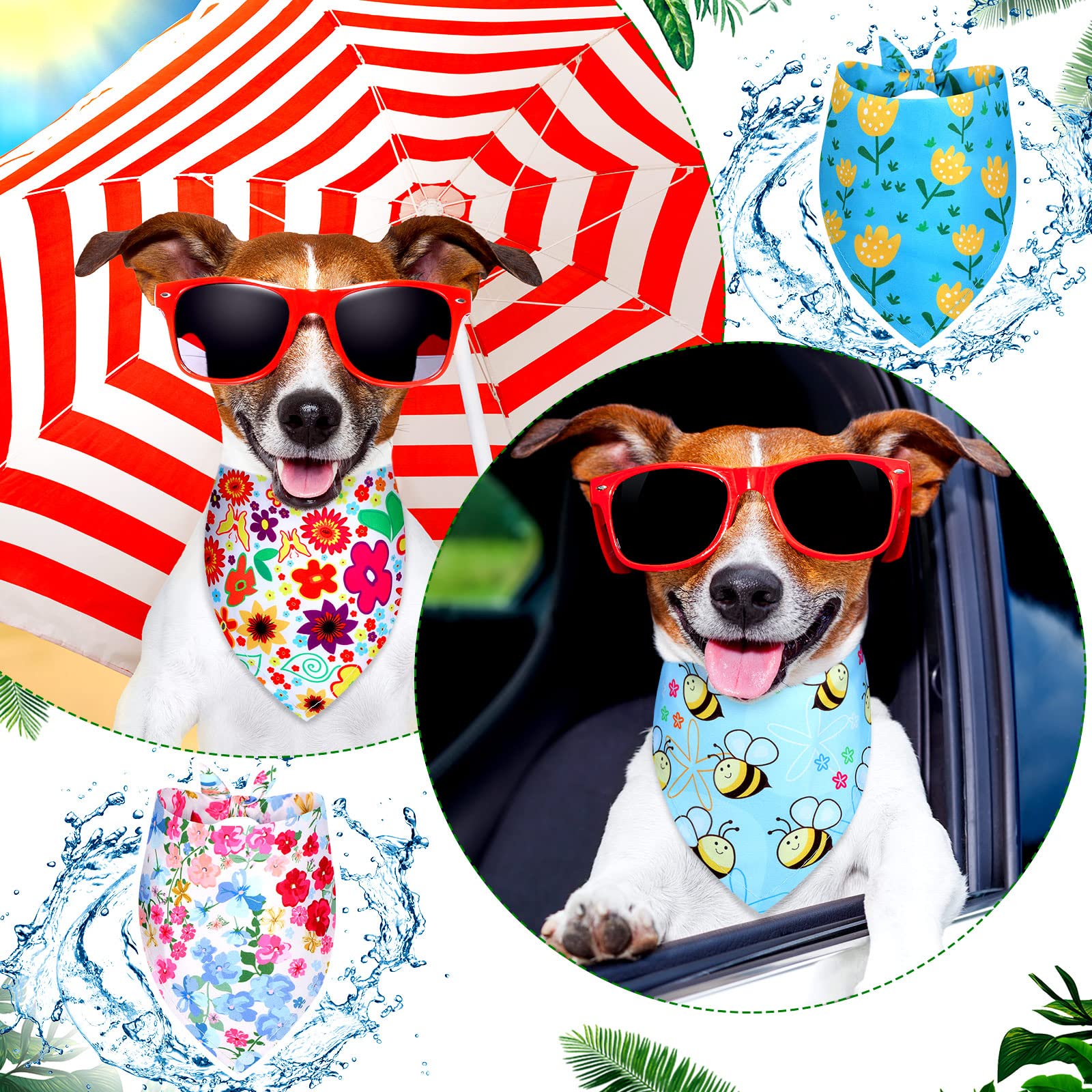 Weewooday 20 Pcs Spring Dog Bandanas Bulk Adjustable Spring Dog Bandanas Bibs Scarf Bib Washable Triangle Doggy Kerchief For Sma