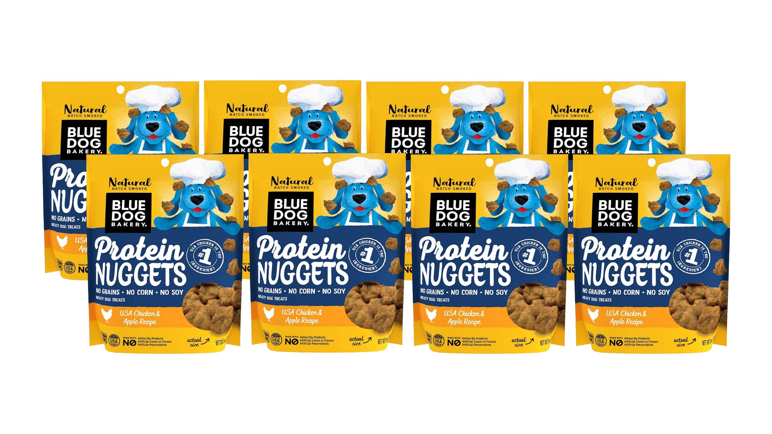 Blue Dog Bakery Protein Nuggets Snack | Small, Soft & Chewy Chicken & Apple Flavor | Natural Healthy Dog Treats, 6 oz (Pack of 8
