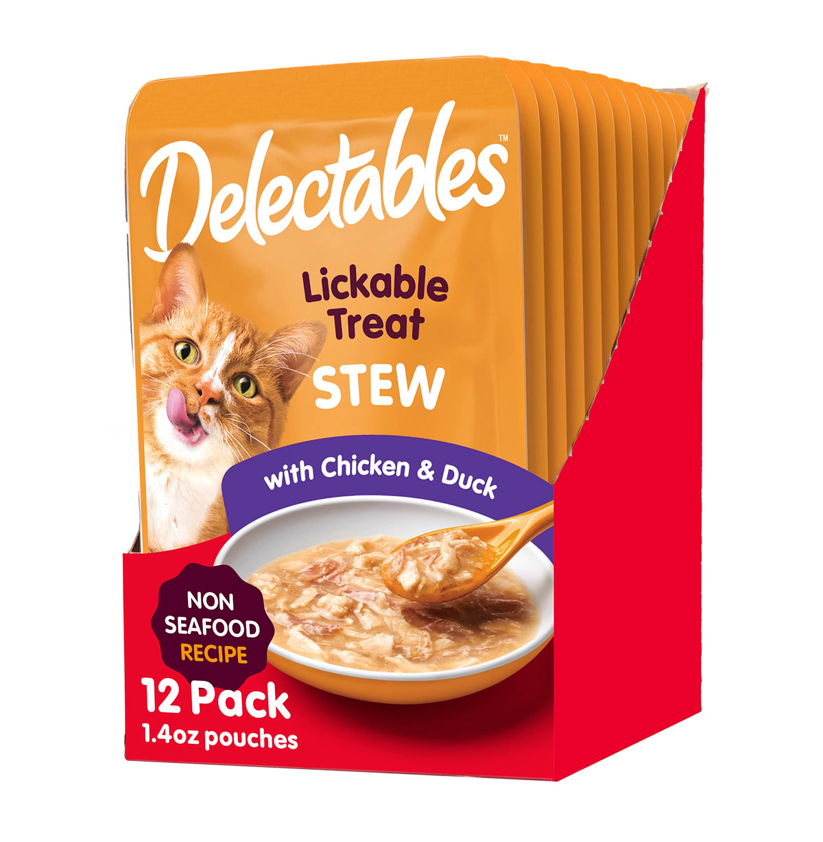 Hartz Delectables Non-Seafood Stew Lickable Wet Cat Treats, Chicken & Duck, 1.4 Ounce (Pack Of 12)