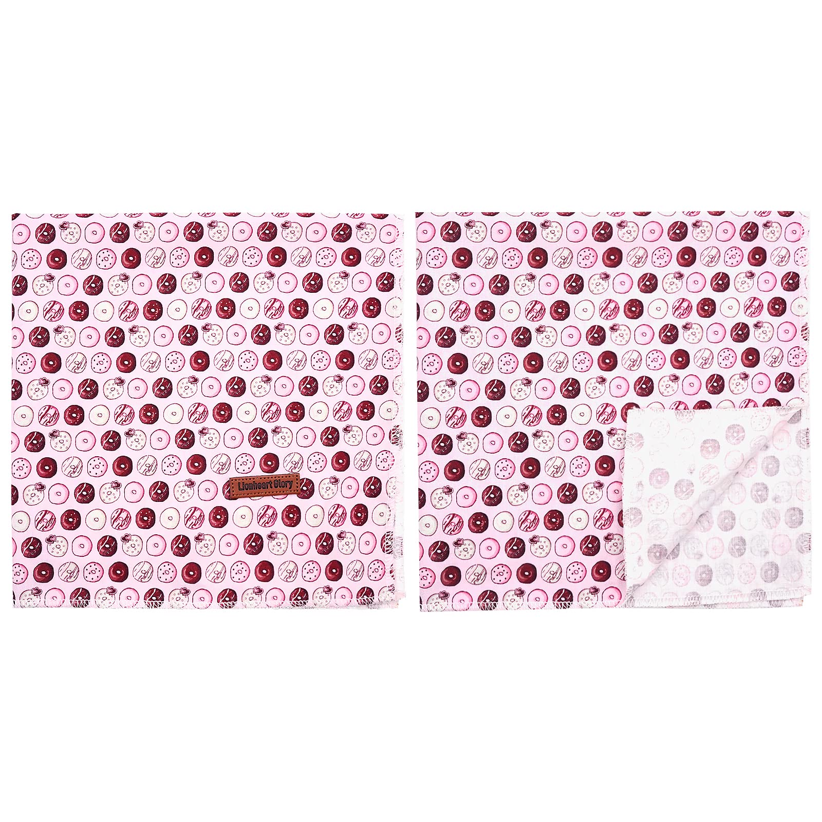 Lionheart Glory Pink Doughnuts Dog Bandana 1 Pack Washable Soft Dog Scarf, Square Adjustable Dog Bandanas For Small Medium Large