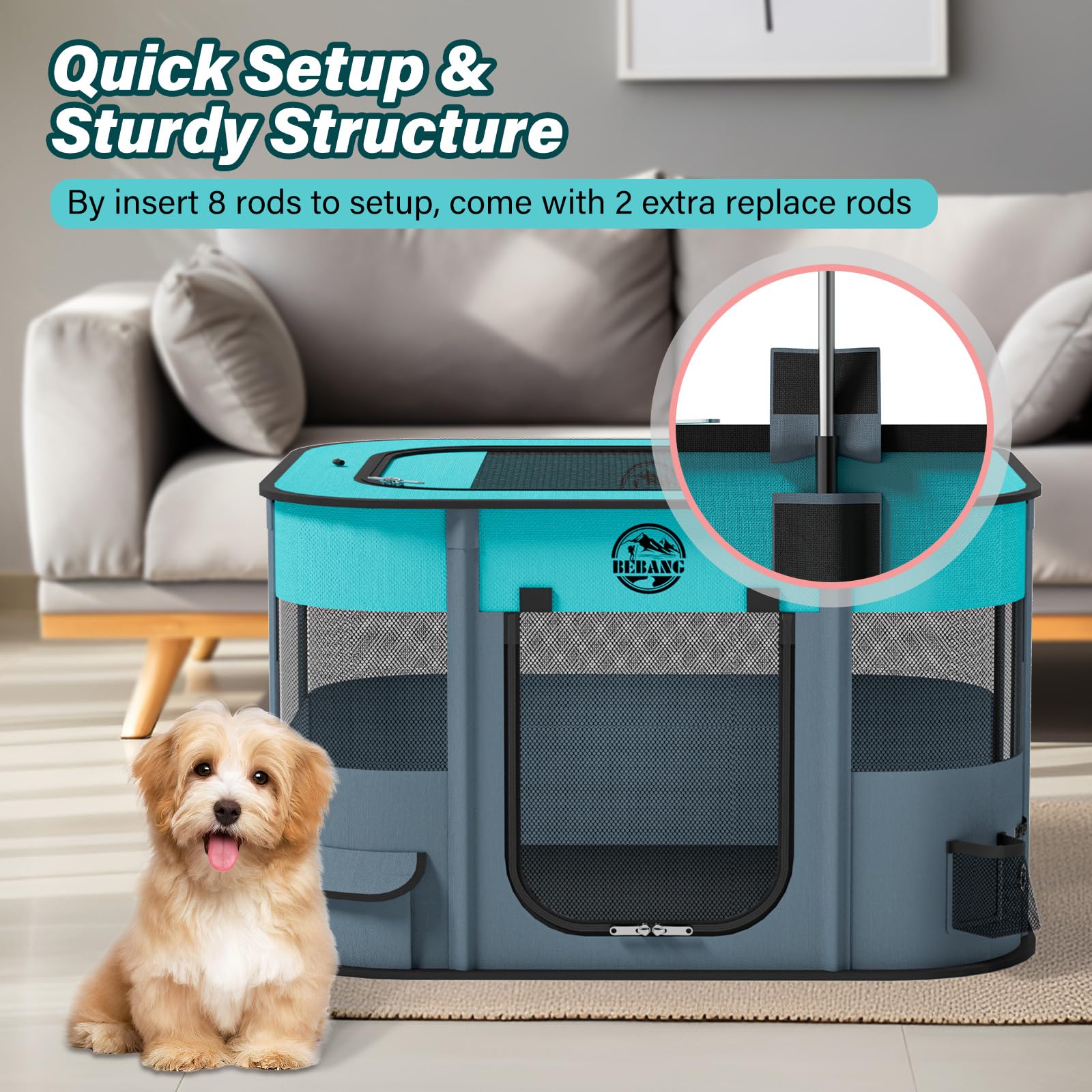 Puppy Playpen Cat Dog Crate: Play Pen Indoors Pet Playpens Portable Foldable Cage Kennel House For Medium Small Medium Kitten Ra