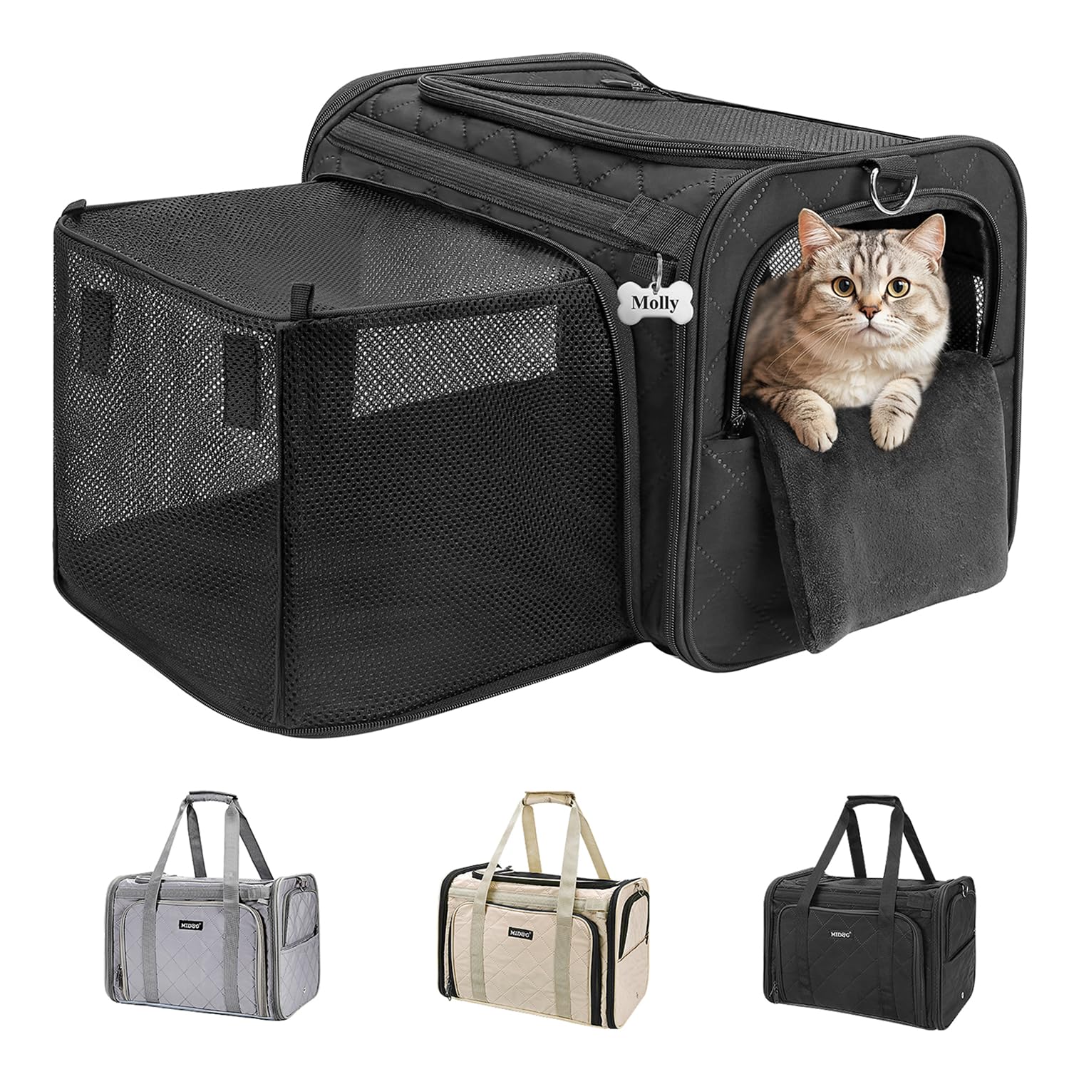 Midog Cat Carrier For Small To Medium-Sized Cats,Up To 15 Lbs,Tsa Airline Approved Soft Sided Pet Carrier,Collapsible Travel Cat