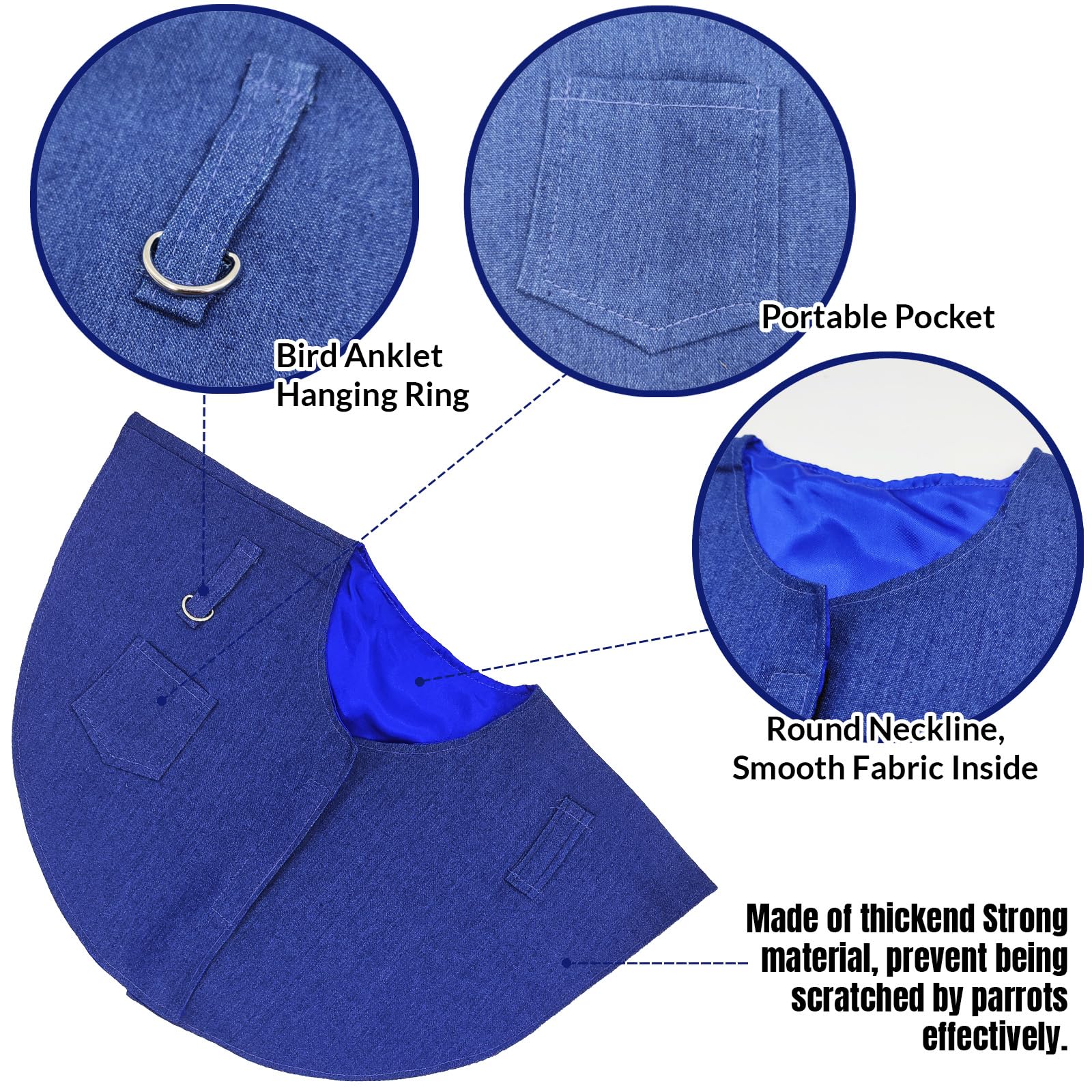 Xqigi Parrot Anti-Scratch Shoulder Protector, Hang Bird Anklet Toys, Washable Multi-Functional Pet Training Pad Poop Diaper Anti