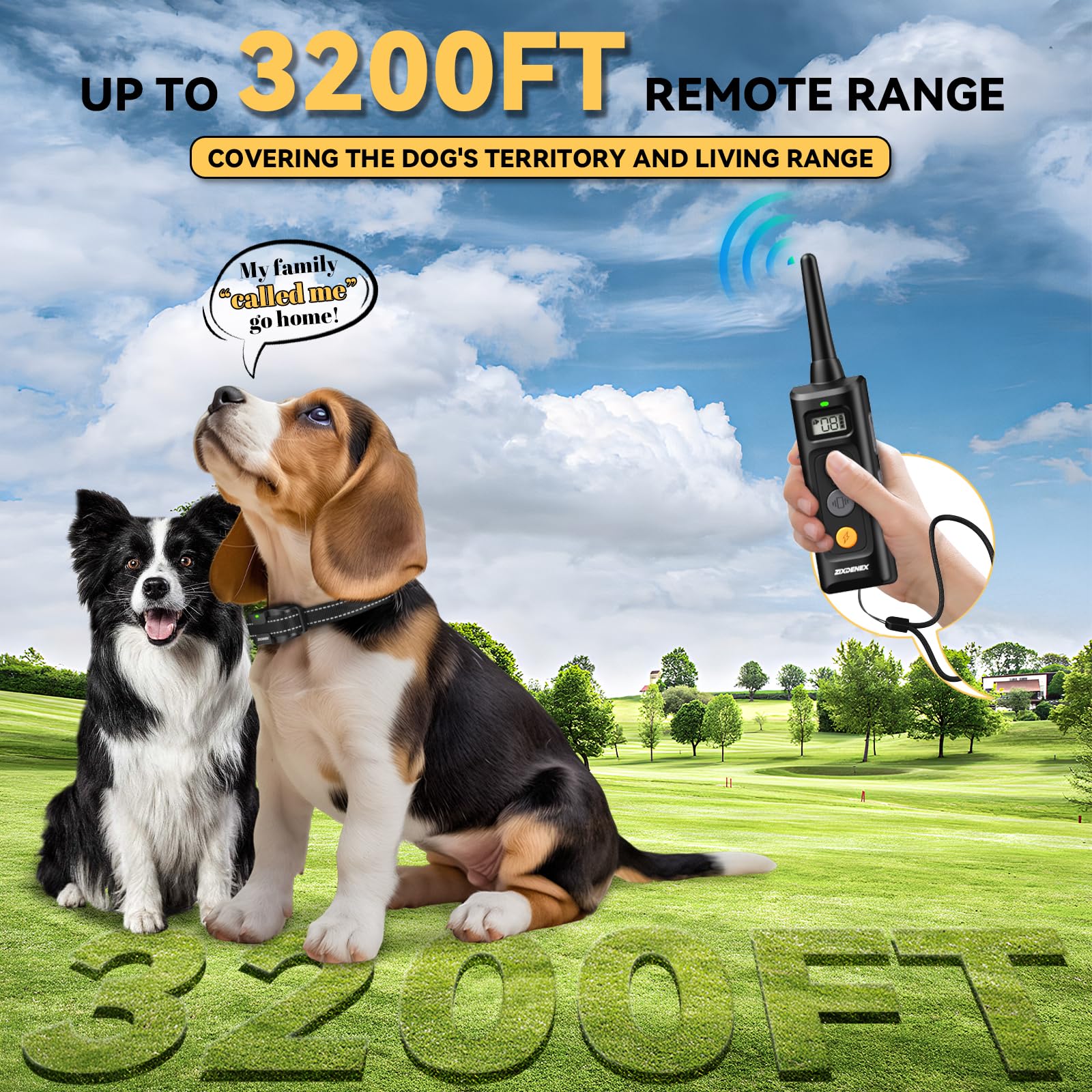 Dog Training Collar - 3200Ft Dog Shock Collar With Remote Control, Ipx7 Waterproof Dog Collar With Beep, Vibration, Safe Shock 3