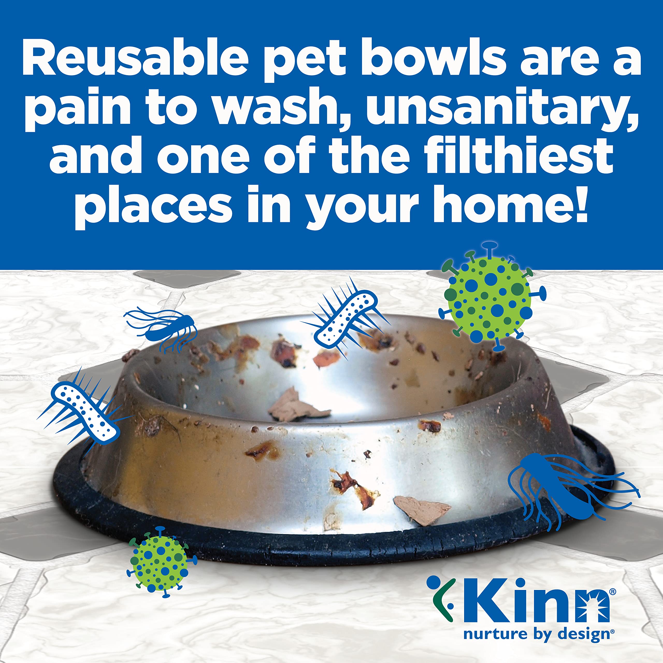 Kinn Kleanbowl Pet Bowl Stainless Steel Frame with Compostable Refills, 32 oz (Pack of 1) - Spill-Proof Stable Disposable Dog Bo