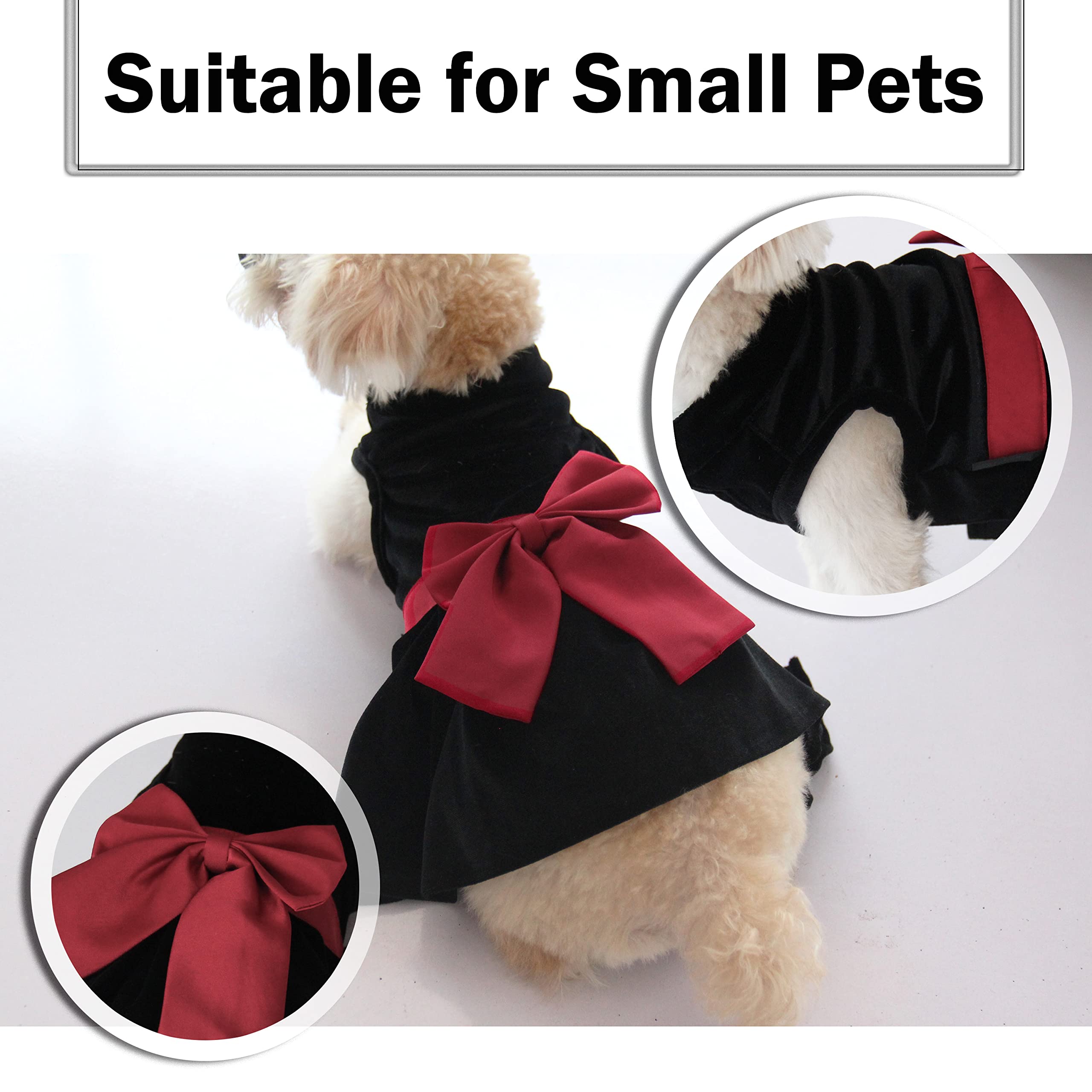 Dog Dress With Bowknot, Fashional All Weather Puppy Clothes Wedding Holiday Princess Pet Dresses For Small Dogs Cats Girl(X-Smal