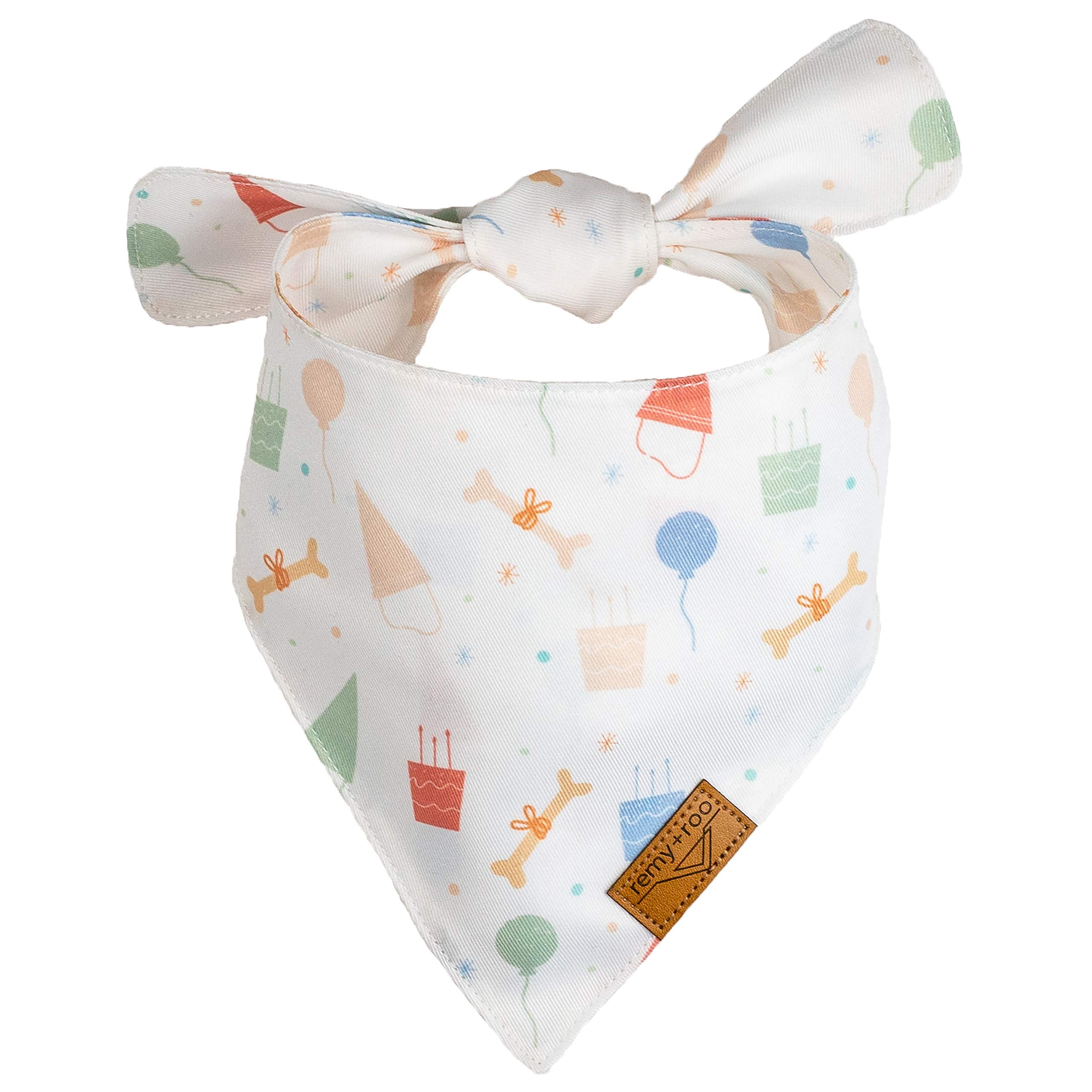 Remy+Roo Dog Bandanas - 2 Pack | Birthday Set | Premium Durable Fabric | Patented Shape | Adjustable Fit | Multiple Sizes Offered (Large)