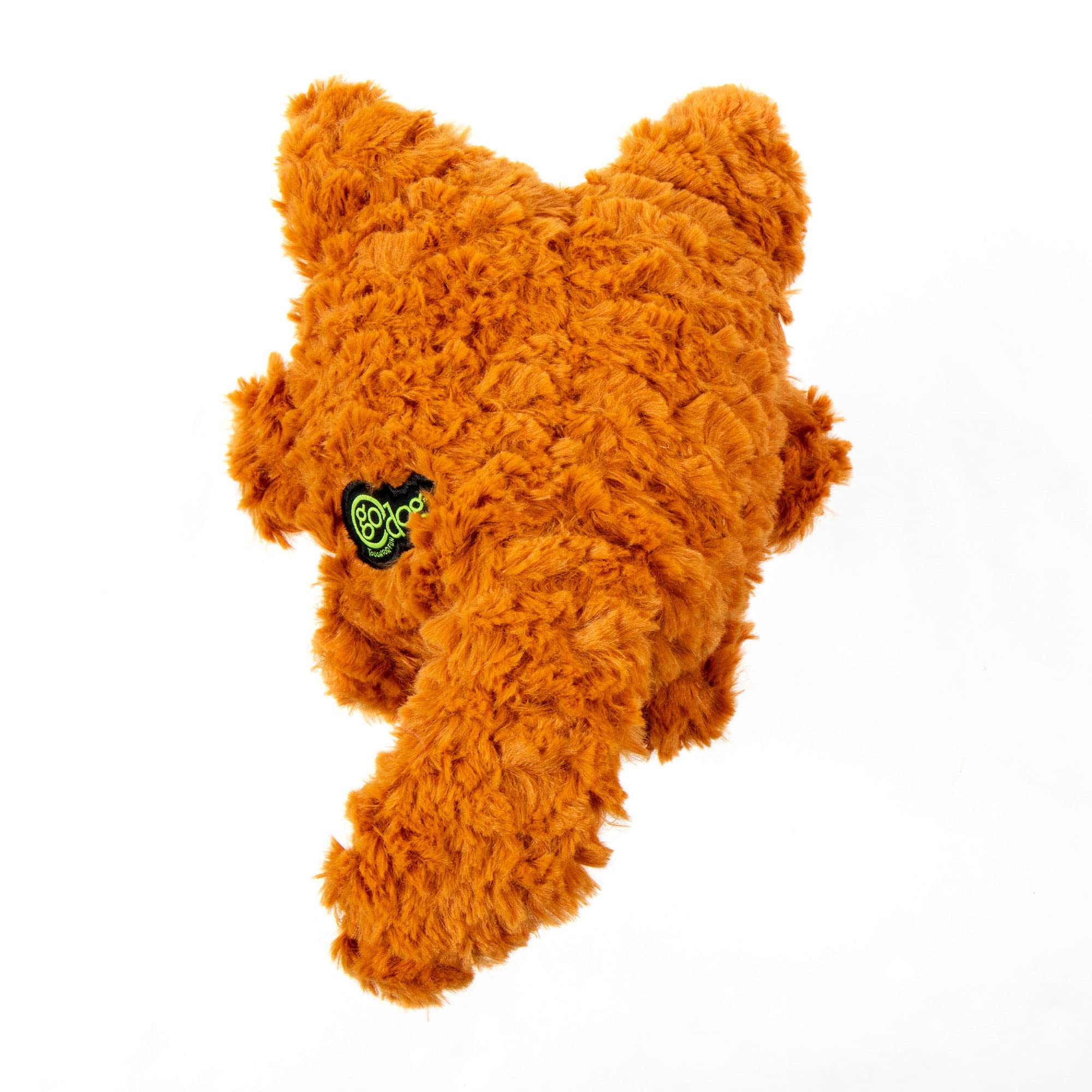 Godog Playclean Bush Squeaky Plush Dog Toy With Odor-Eliminating Essential Oils, Chew Guard Technology - Brown, Large