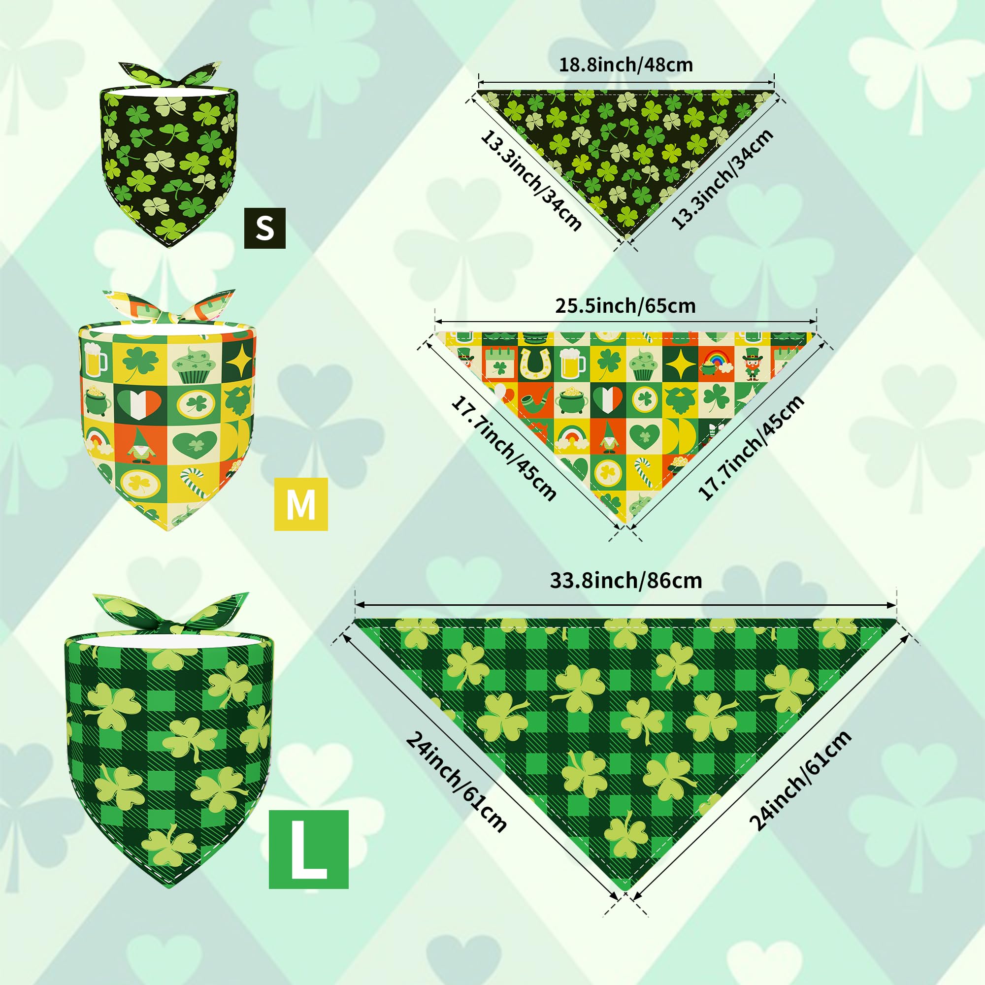 Pai Sence St Patricks Day Dog Bandanas For Small Dog Breed 7 Pcs Doggy Bandanas 18 Inch Adjustable Scarves Puppy Grooming S