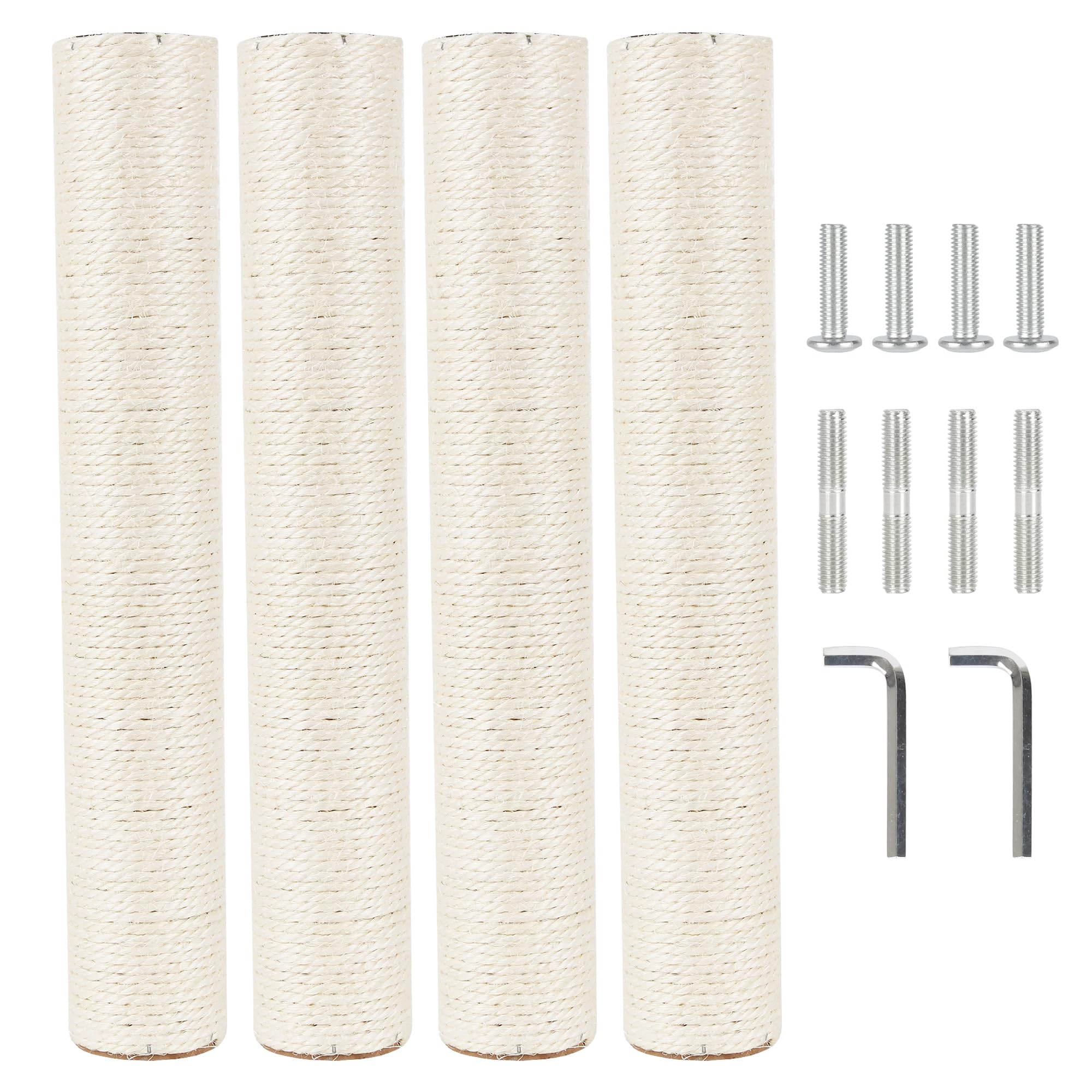 Neumiharo 4 Pcs 2.9In 7.4Cm Diameter Cat Tree Replacement Post Scratching Sisal Pole (M10, 17.7In/45Cm)