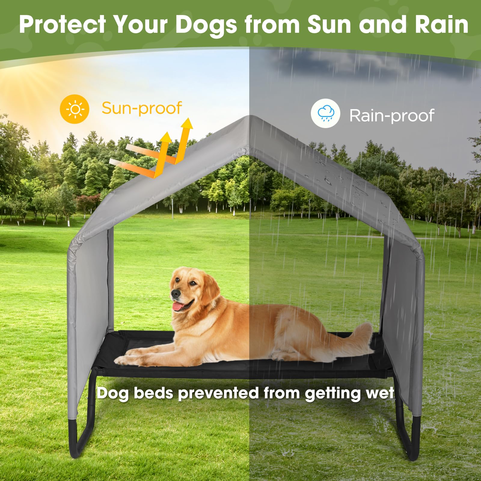 Litail Dog Shade Shelter Outdoor Tent For Small Medium Large Dogs, Waterproof Sun Protection Dog Tent With Bed, Outside Sun Rain