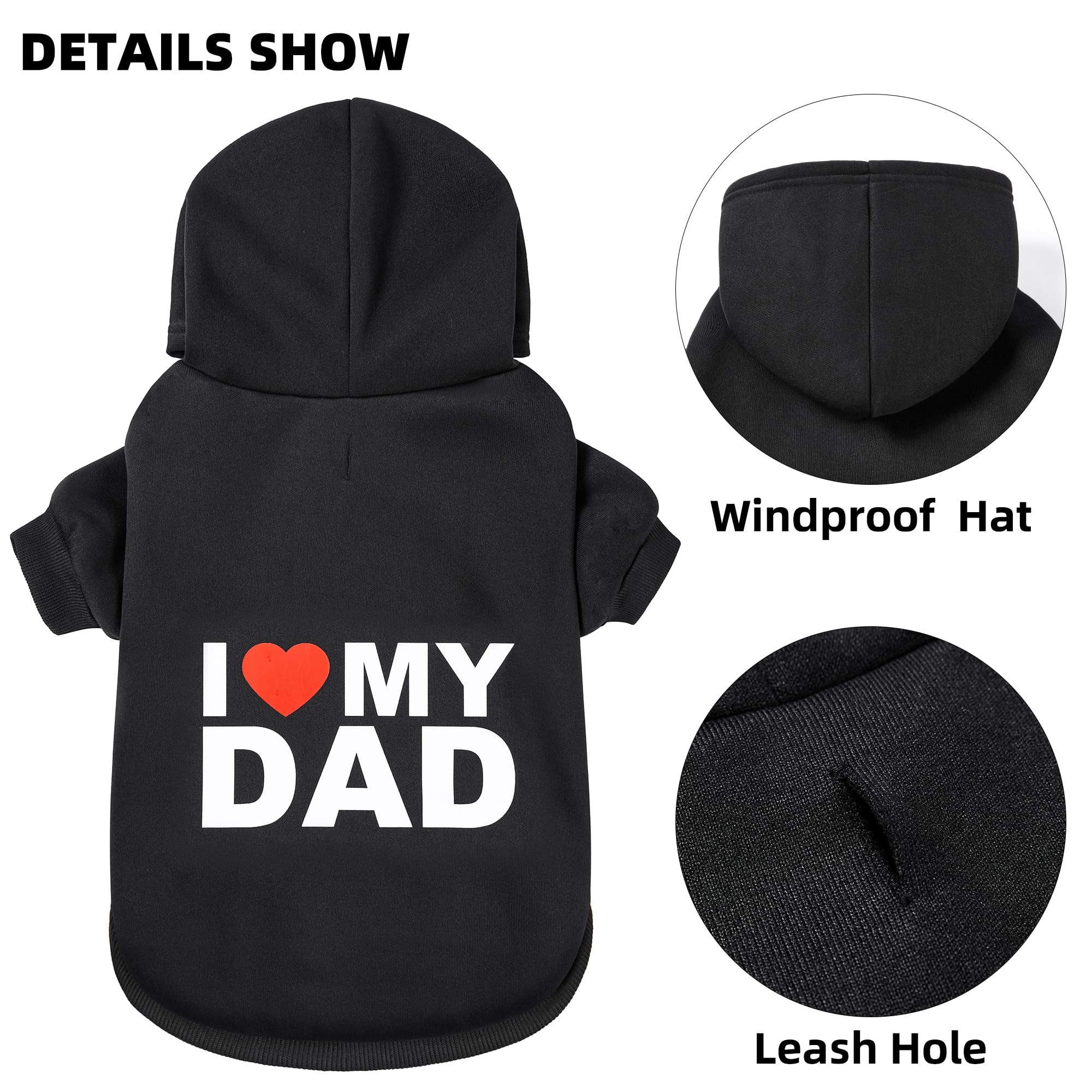 Greenjoy Dog Sweater Dog Hoodie Cold Weather Dog Coat Hooded Sweatshirt For Puppies,Cats, Small Medium Large Dogs (Small, Black