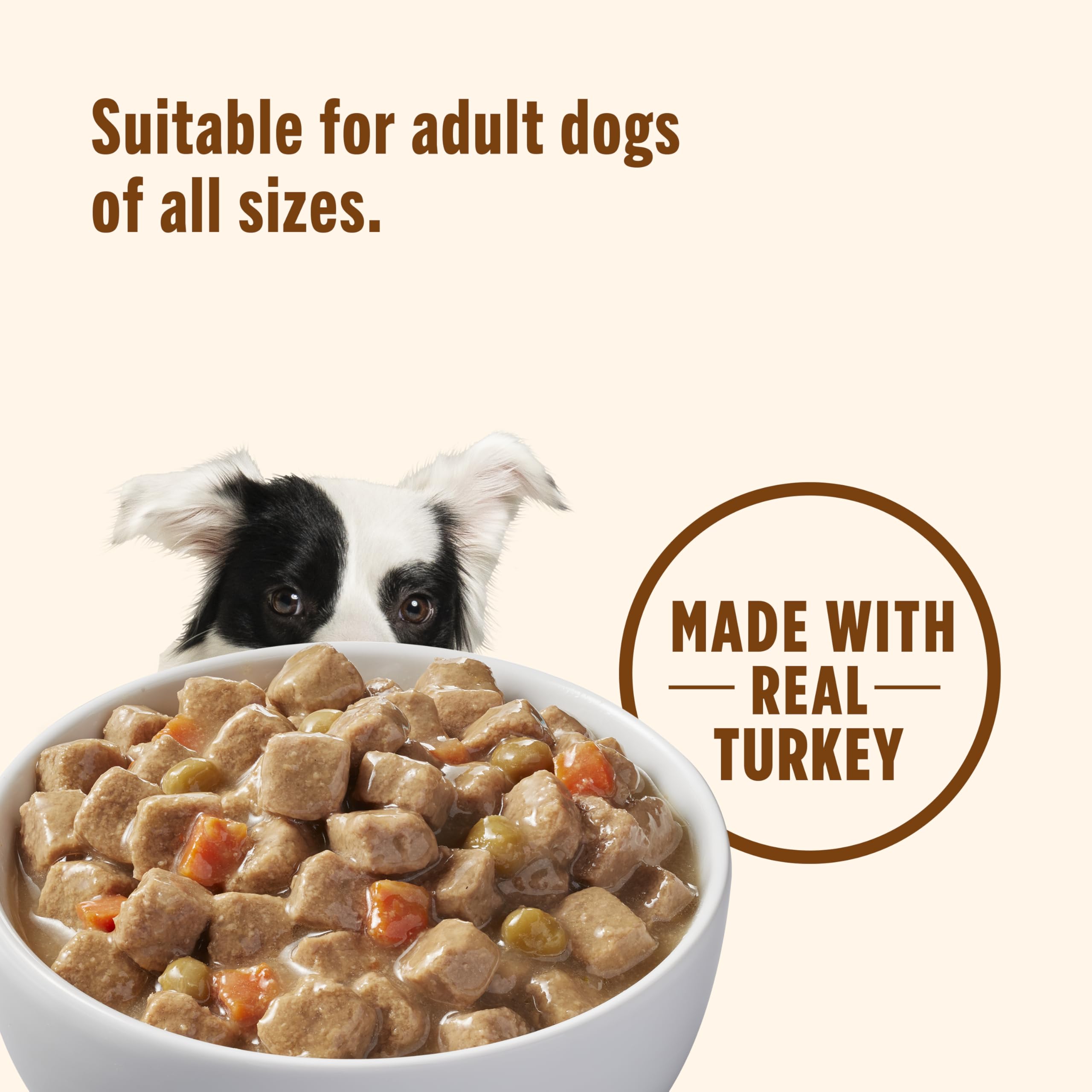 Nutrish Rachael Ray Chunks in Gravy Real Turkey, Brown Rice, Peas & Carrots Recipe Wet Dog Food, 13 oz. Can (Pack of 12)