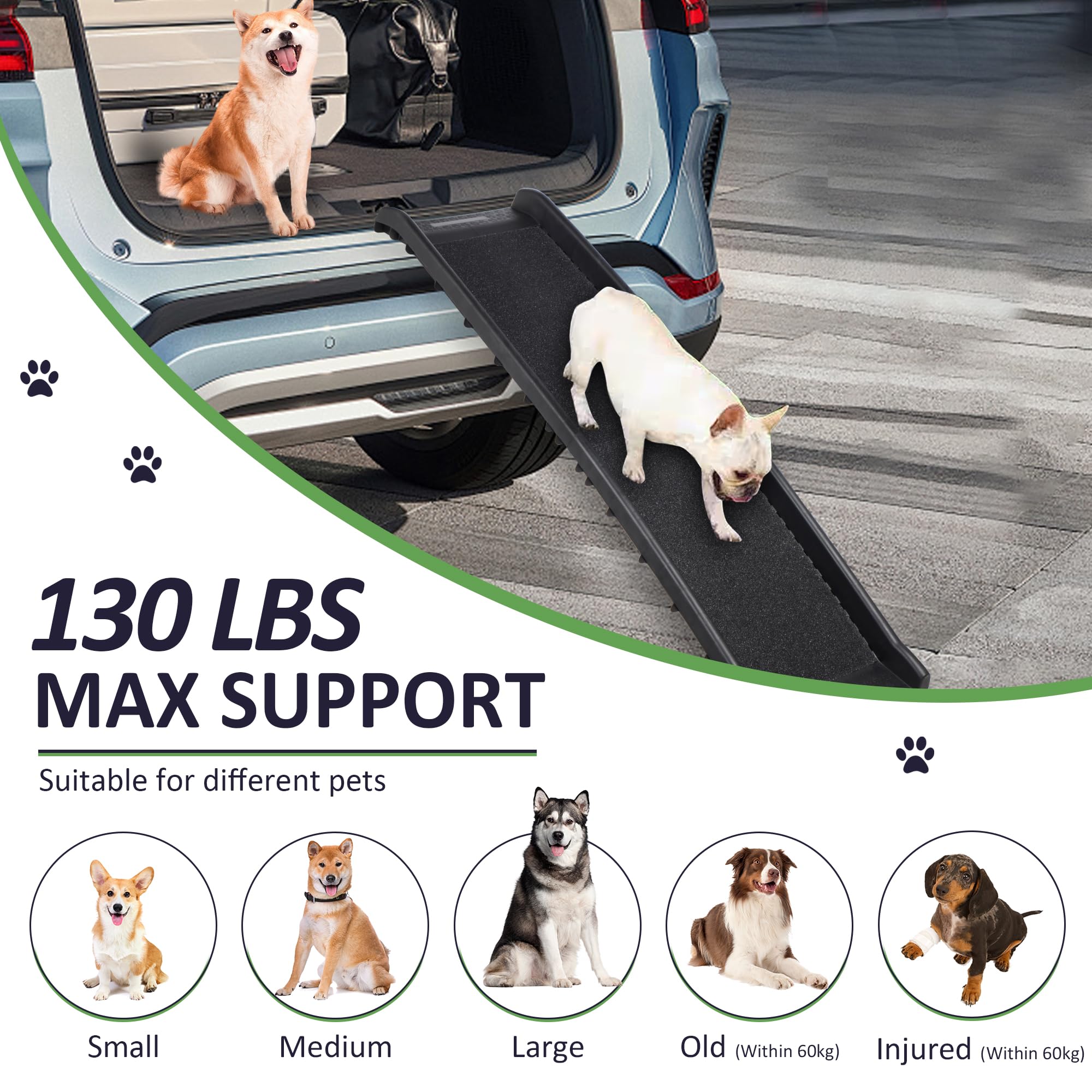 Livingbasics Folding Pet Ramp, 61 Inch Lightweight Portable Dog And Cat Ramp Great For Cars Trucks And Suvs