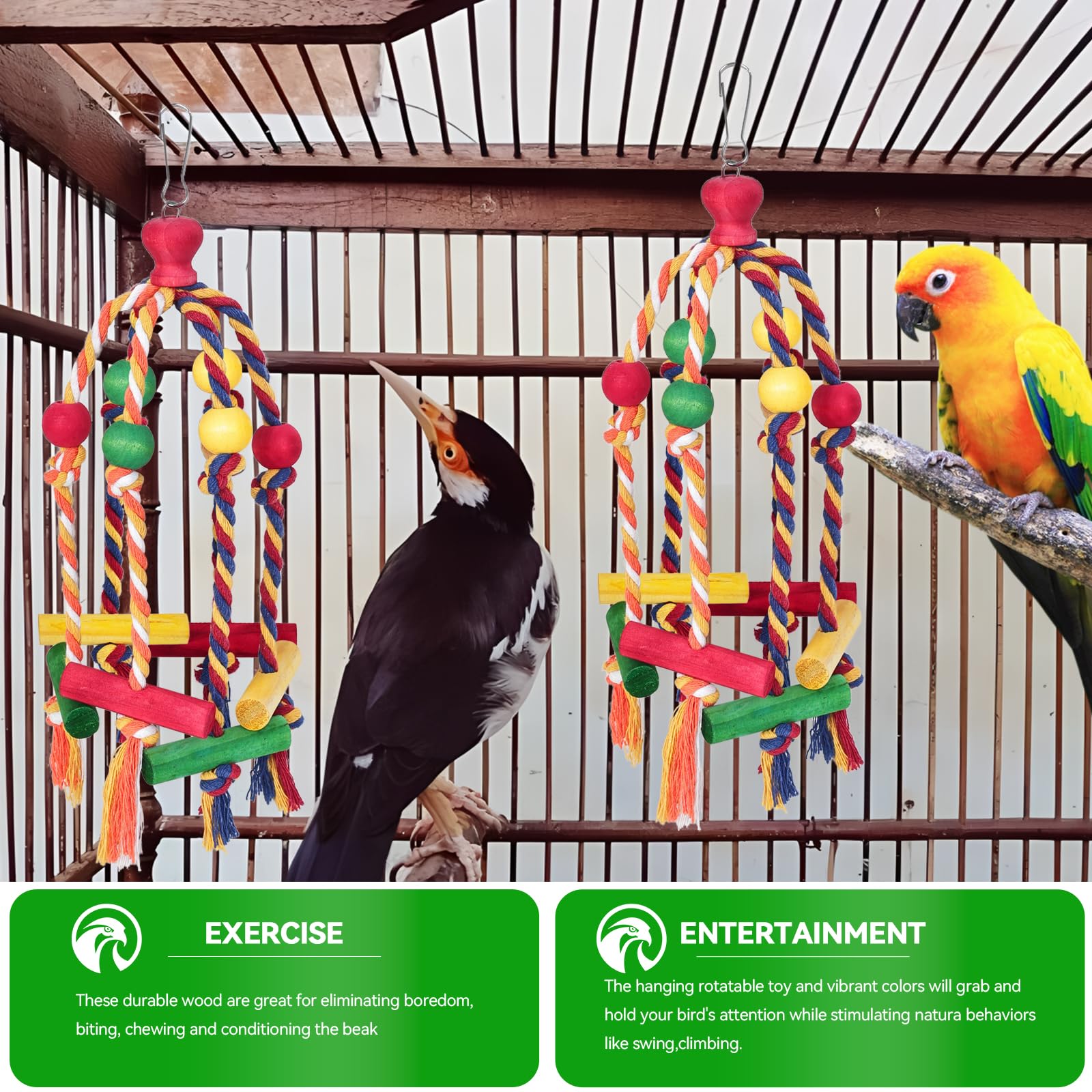 Samtotopets 2Pcs Dangly Rope Bird Toys