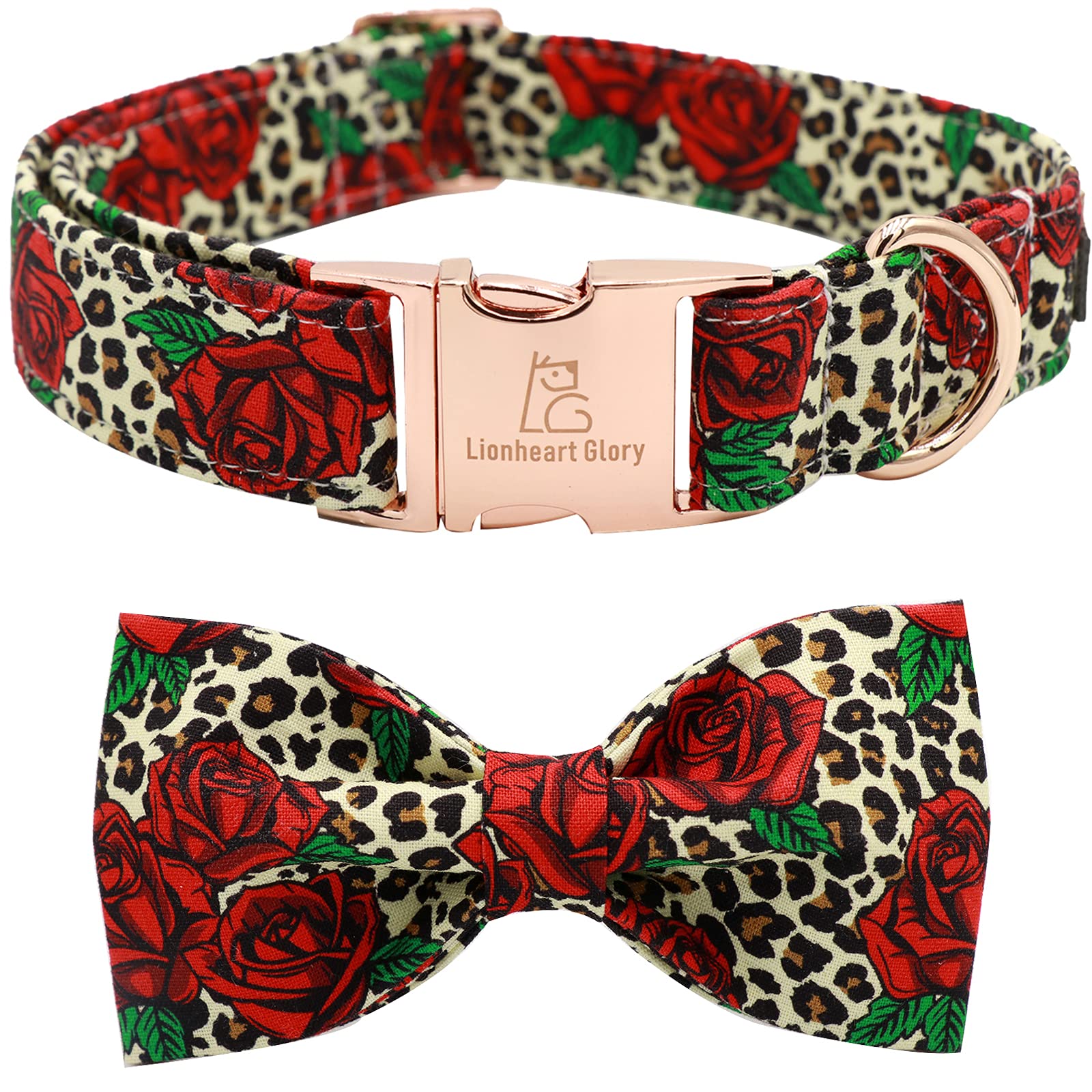 Lionheart Glory Premium Dog Collars, Bowtie Dog Collar, Adjustable Heavy Duty Dog Collar With Bow For Medium Dogs