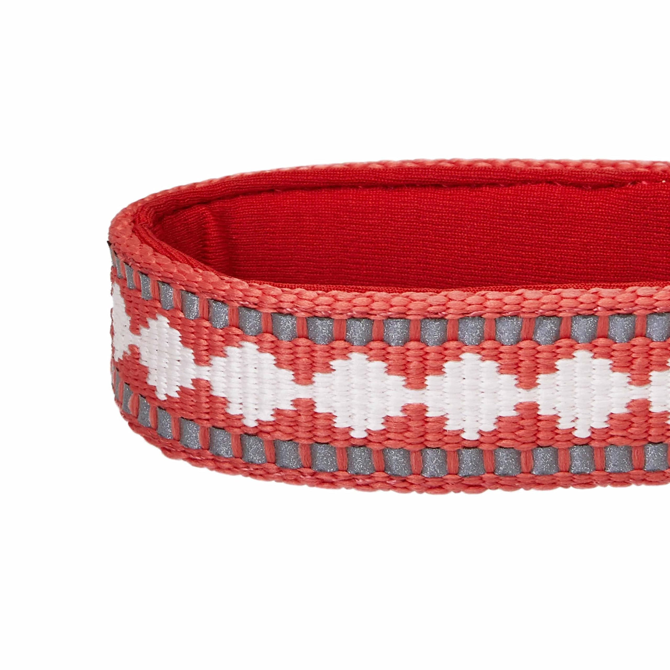 Blueberry Pet 3 Colors 3M Reflective Jacquard Neoprene Padded Adjustable Dog Collar, Coral, Small, Neck 12''-16''