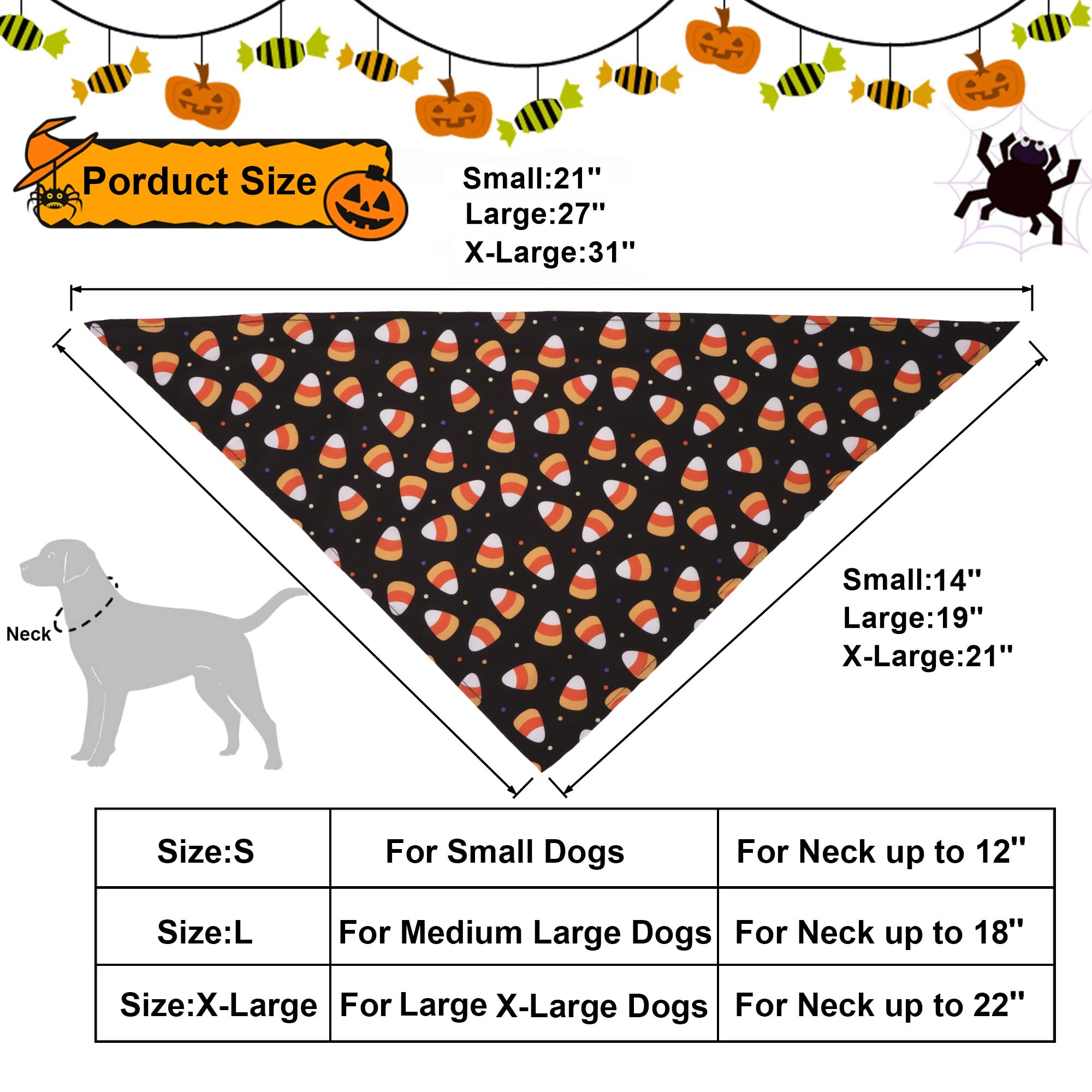 ADOGGYGO 4 Pack Halloween Dog Bandana, Pumpkin Ghost Dog Scarf Bib, Pet Halloween Bandanas Costume Accessories for Large X-Large