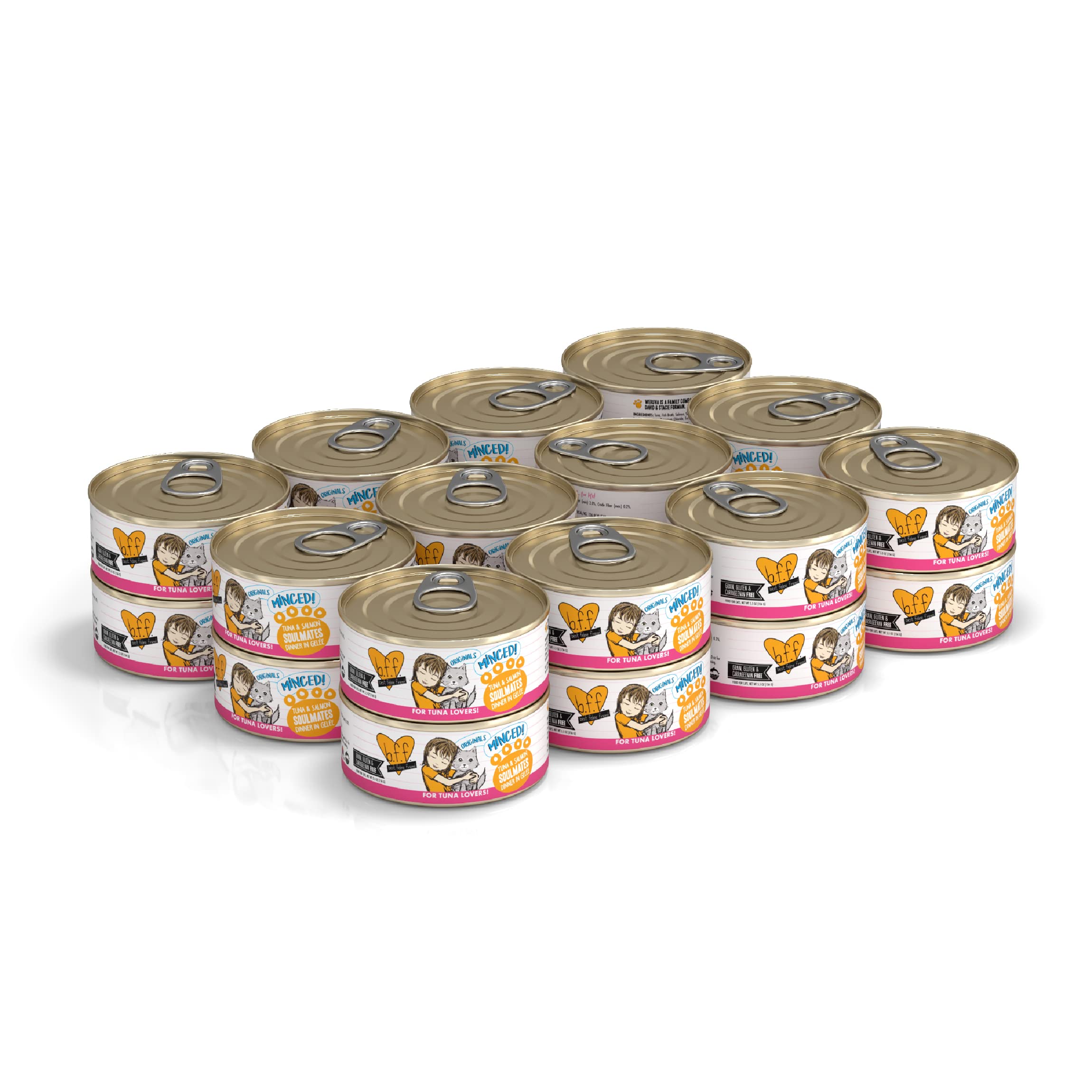 Weruva Best Feline Friend (B.F.F.) Grain-Free Cat Food, Tuna & Salmon Soulmates, 5.5-Ounce Can (Pack of 24)