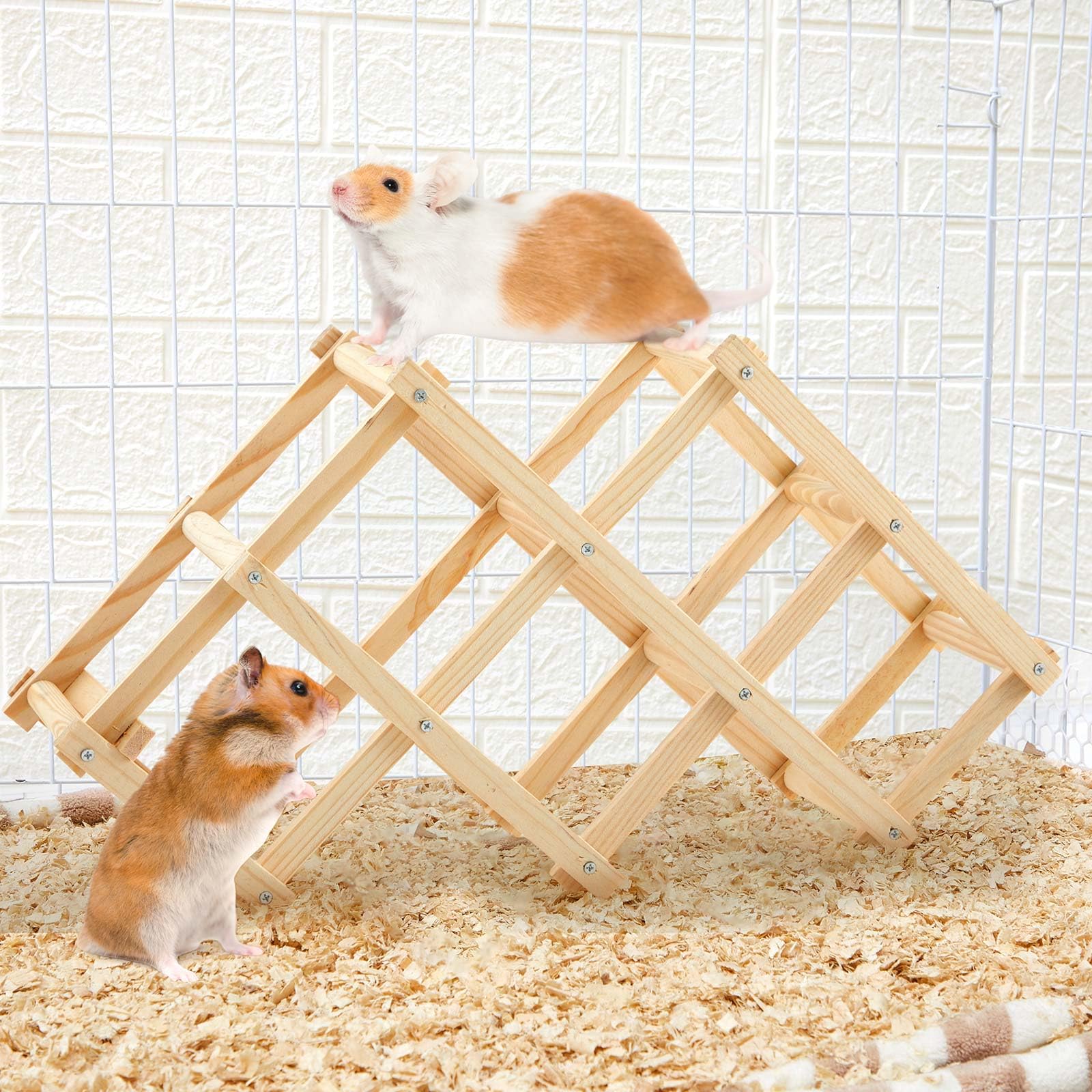 Croblissful Wooden Rat Climbing Toys, Pet Rat Cage Accessories Climbing Ladder, Hamster Educational Toys, Hanging Hamster Supply