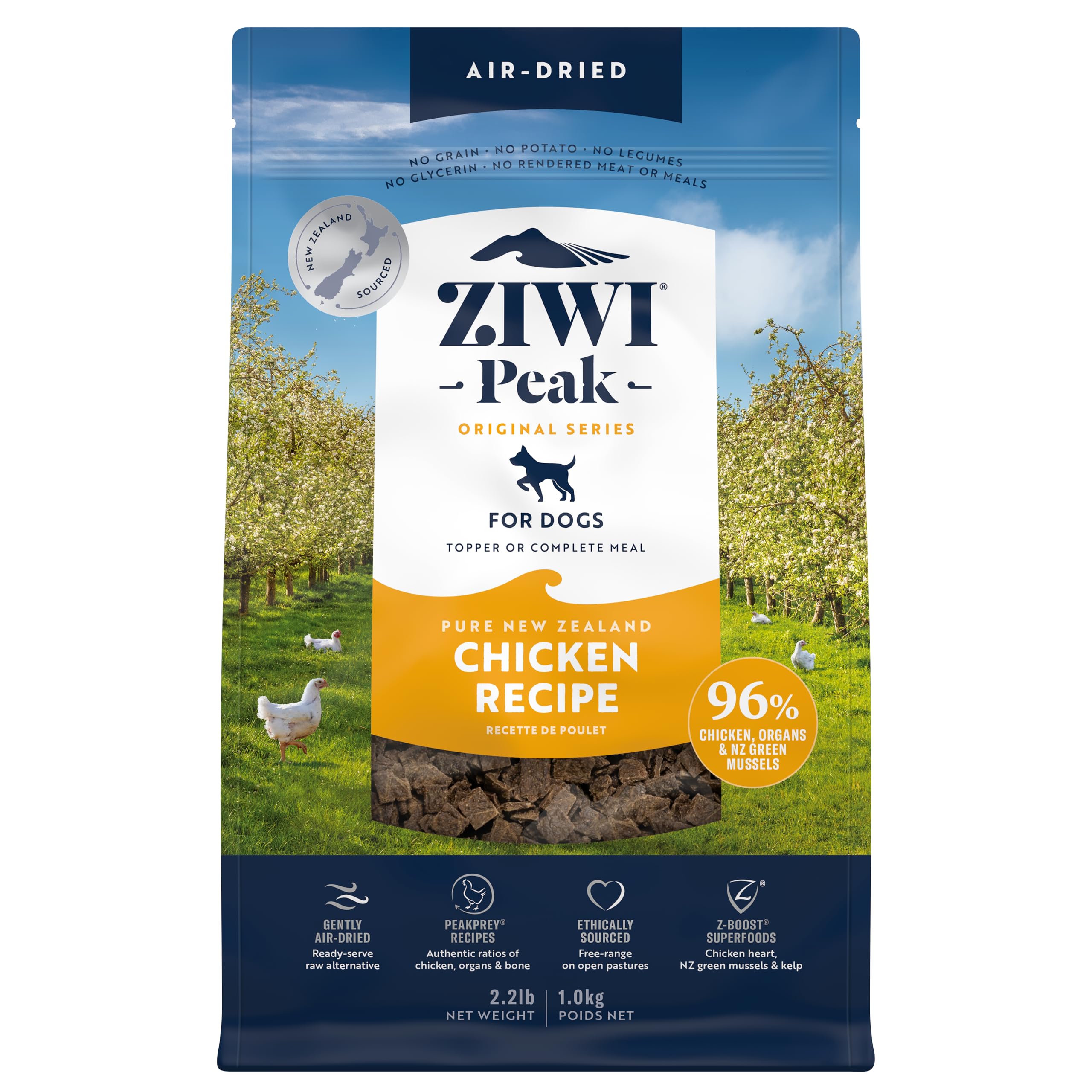 ZIWI Peak Air-Dried Dog Food - Chicken - All Natural, High Protein, Grain Free, Limited Ingredient w/ Superfoods (35.2oz)