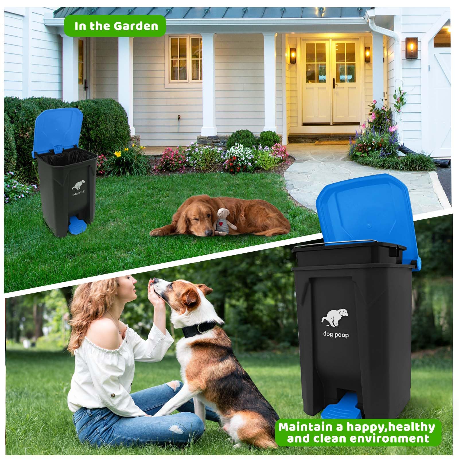 Uppcasir Dog Poop Trash Can Outside, 20L/5Gallon Dog Waste Trash Can With Lid, Pedal And Removable Inner Waste Bin, Dog Poop Buc