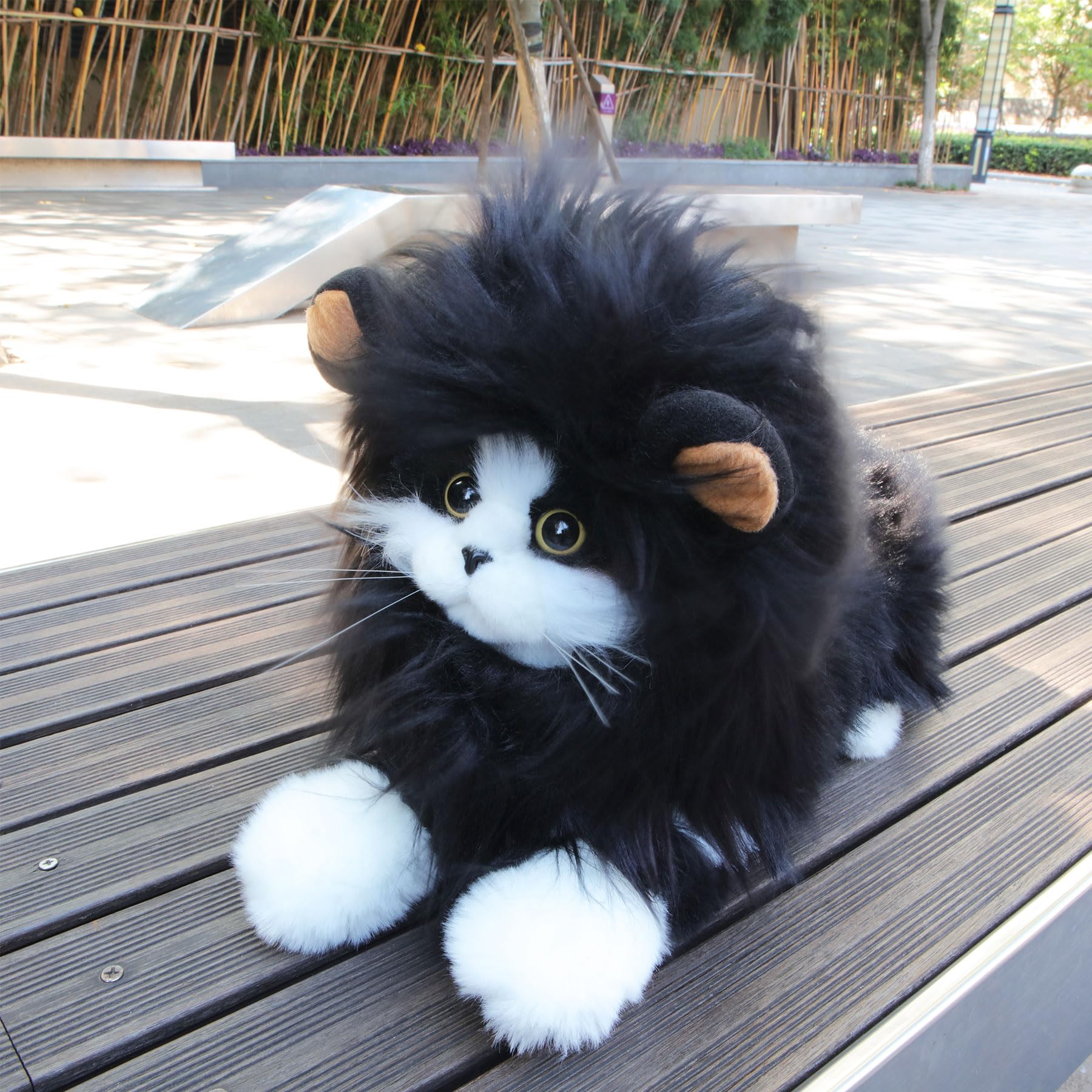 Rosylife Lion Mane Wig For Cat Costume Pet Adjustable Washable Comfortable Fancy Lion Hair Cat Clothes Dress For Halloween Christmas Easter Festival Party Activity (Medium, Black)