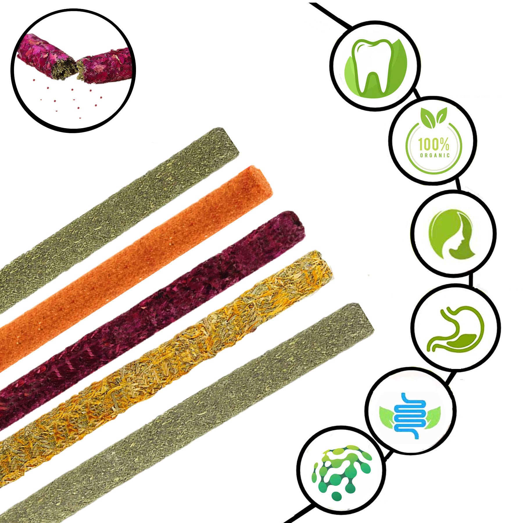 Grembeb Rabbit Toys,Timothy Hay Stick For Guinea Pig Toy Bunny Chew Toys For Teeth Grinding Hamster Alfalfa Bite Treat Rabbit Mo