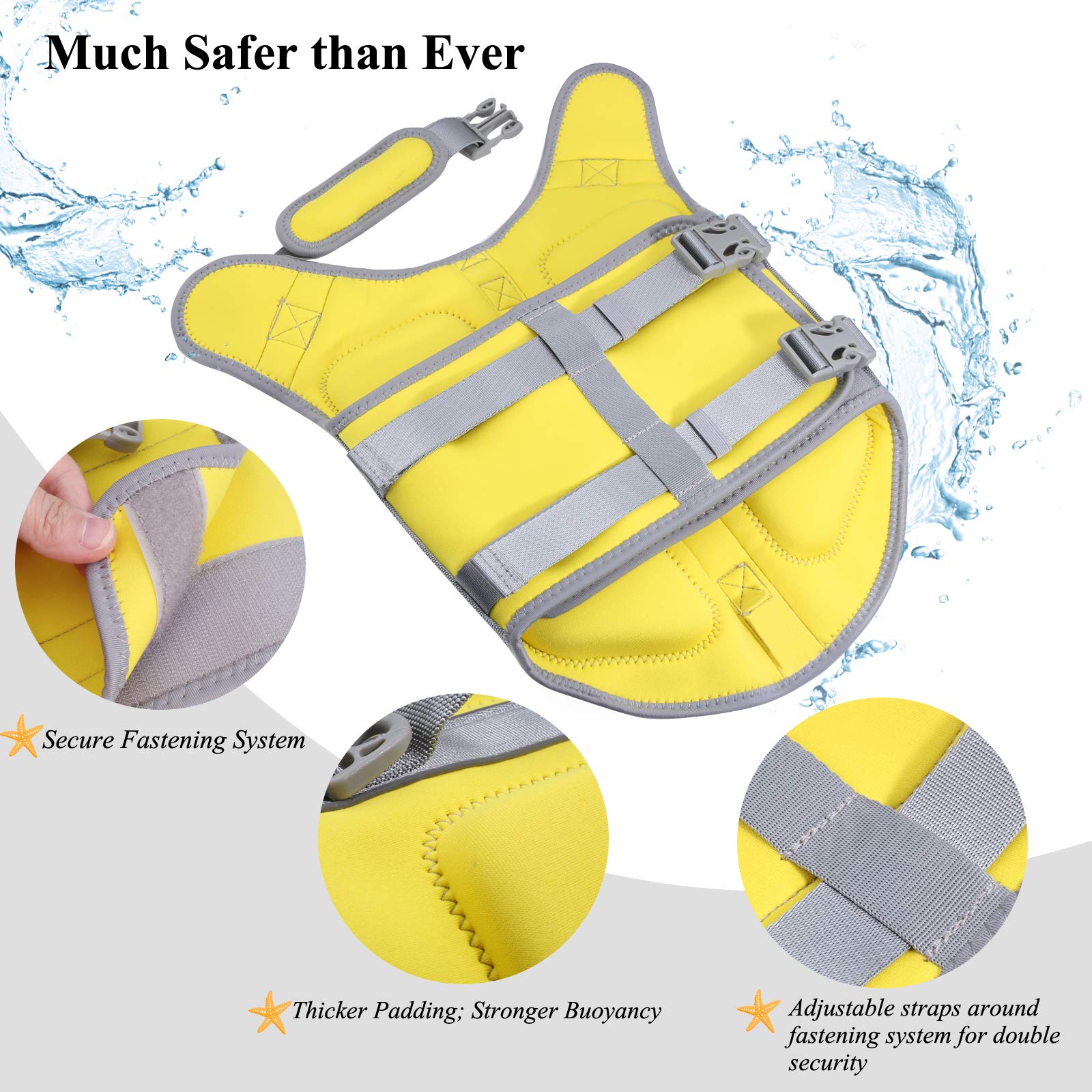 Vivaglory Lightweight Dog Life Jacket, Pet Life Preserver Life Vest Skin-Friendly Neoprene For Medium Dogs With D-Ring And Quick