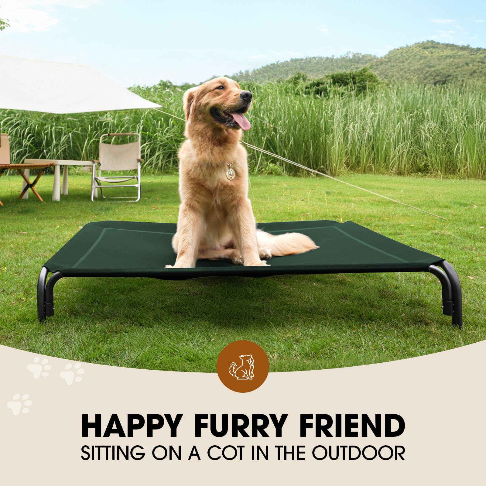 Elevated Dog Bed, Raised Outdoor Dog Bed For Medium Sized Dogs, Portable Cooling Pet Cot With Breathable & Washable Mesh, Indoor