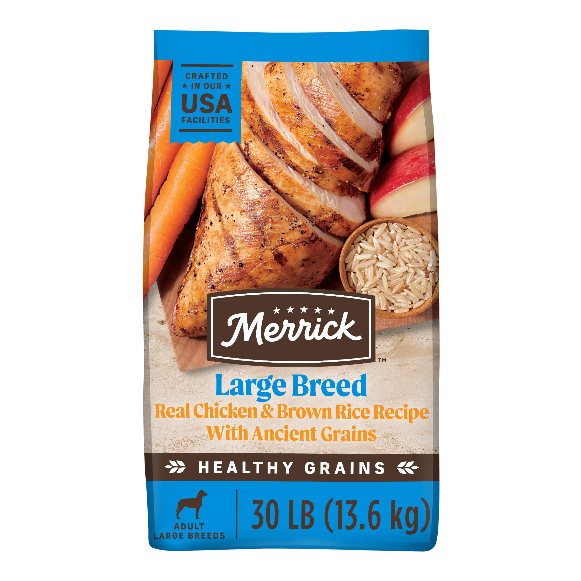 Merrick Healthy Grains Premium Large Breed Dry Dog Food, Wholesome And Natural Kibble For Big Dogs, Chicken - 30.0 lb. Bag