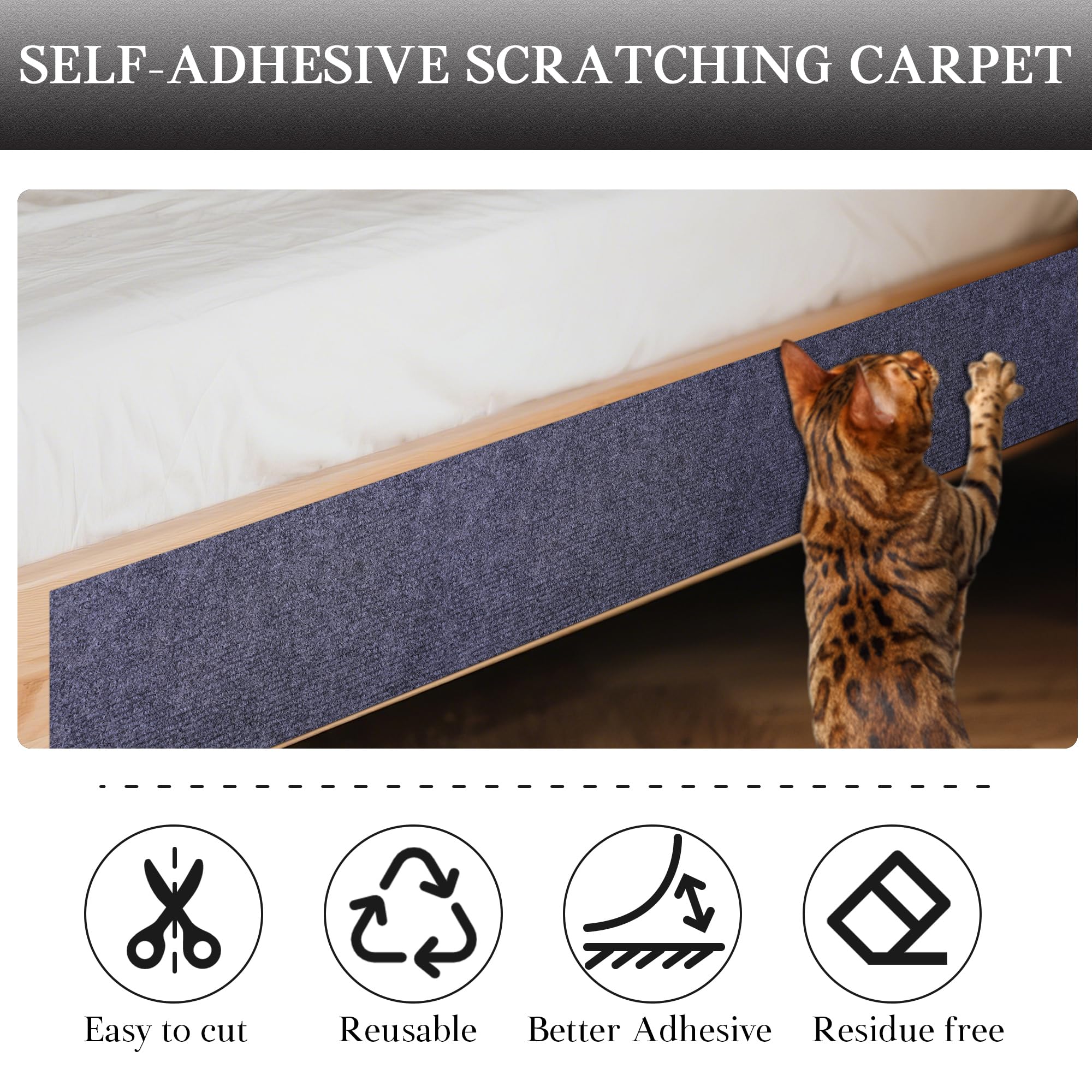Cat Scratch Mat Self-Adhesive Trimmable Cloth Couch Furniture Protector Anti-Scratch Cover Diy Climb Cat Scratcher For Wall Prot