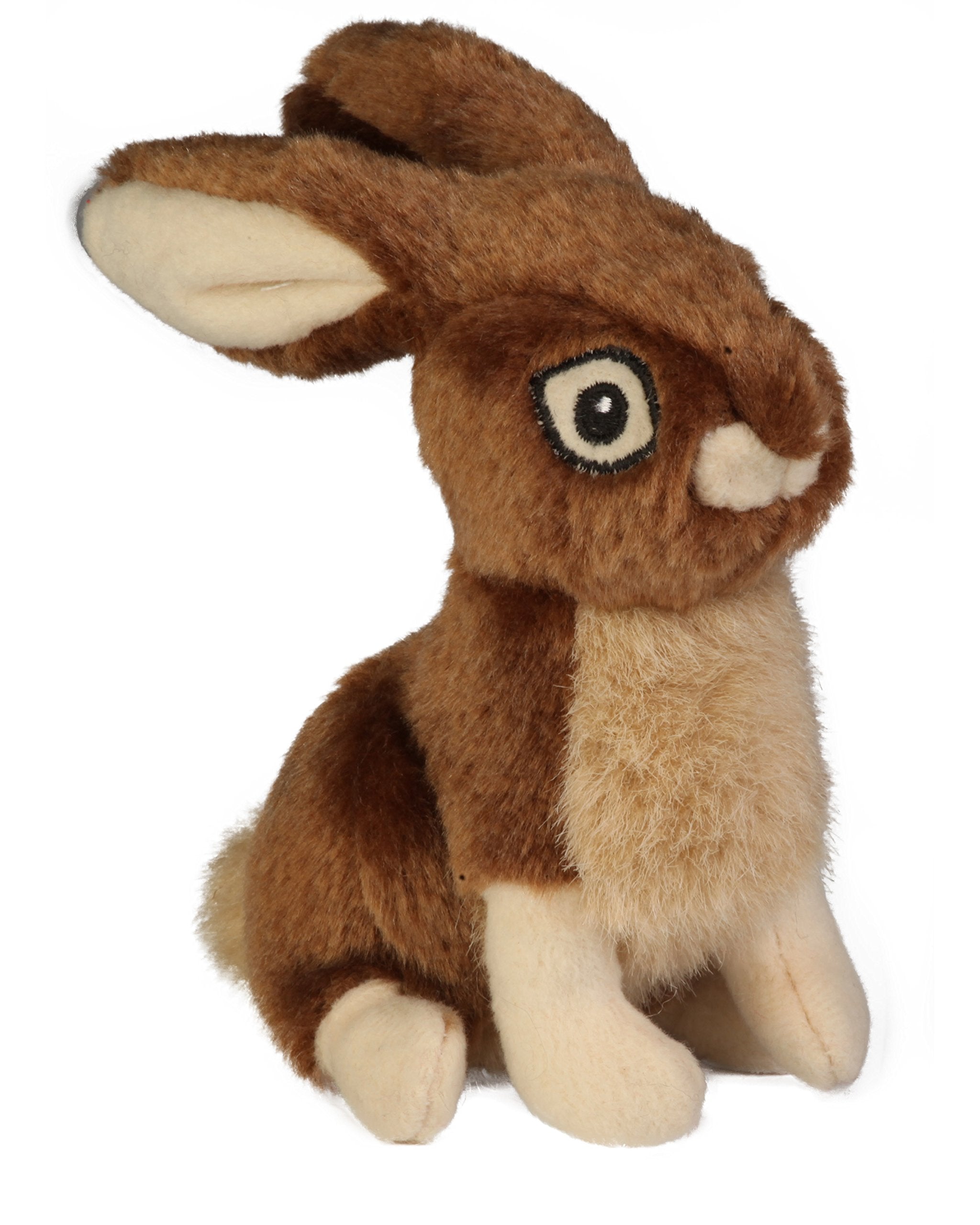 Godog Wildlife Rabbit Squeaky Plush Dog Toy, Chew Guard Technology - Brown, Large