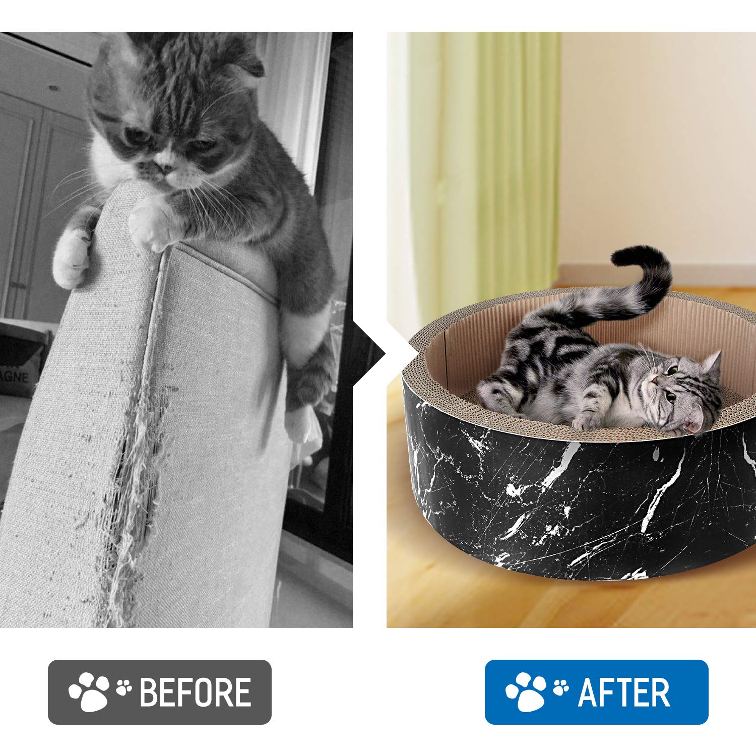 Scratchme Cat Scratcher Post & Board, Round Cat Scratching Lounge Bed, Durable Pad Prevents Furniture Damage, 17.32'' X 17.32''X