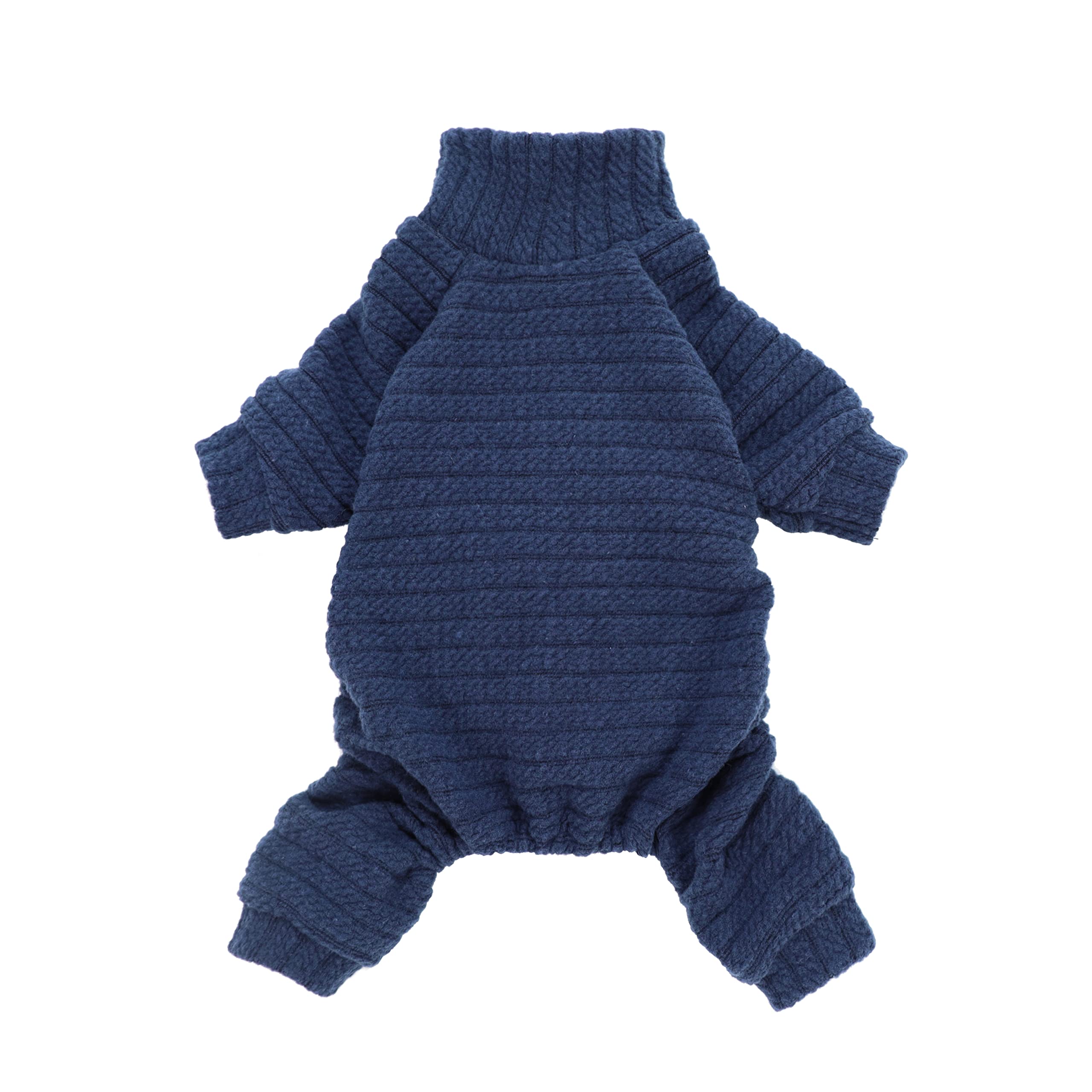 Fitwarm Turtleneck Knitted Dog Sweater Puppy Pajamas Thermal Doggie Winter Clothes Knitwear Pet Coats Cat Apparel Blue Small